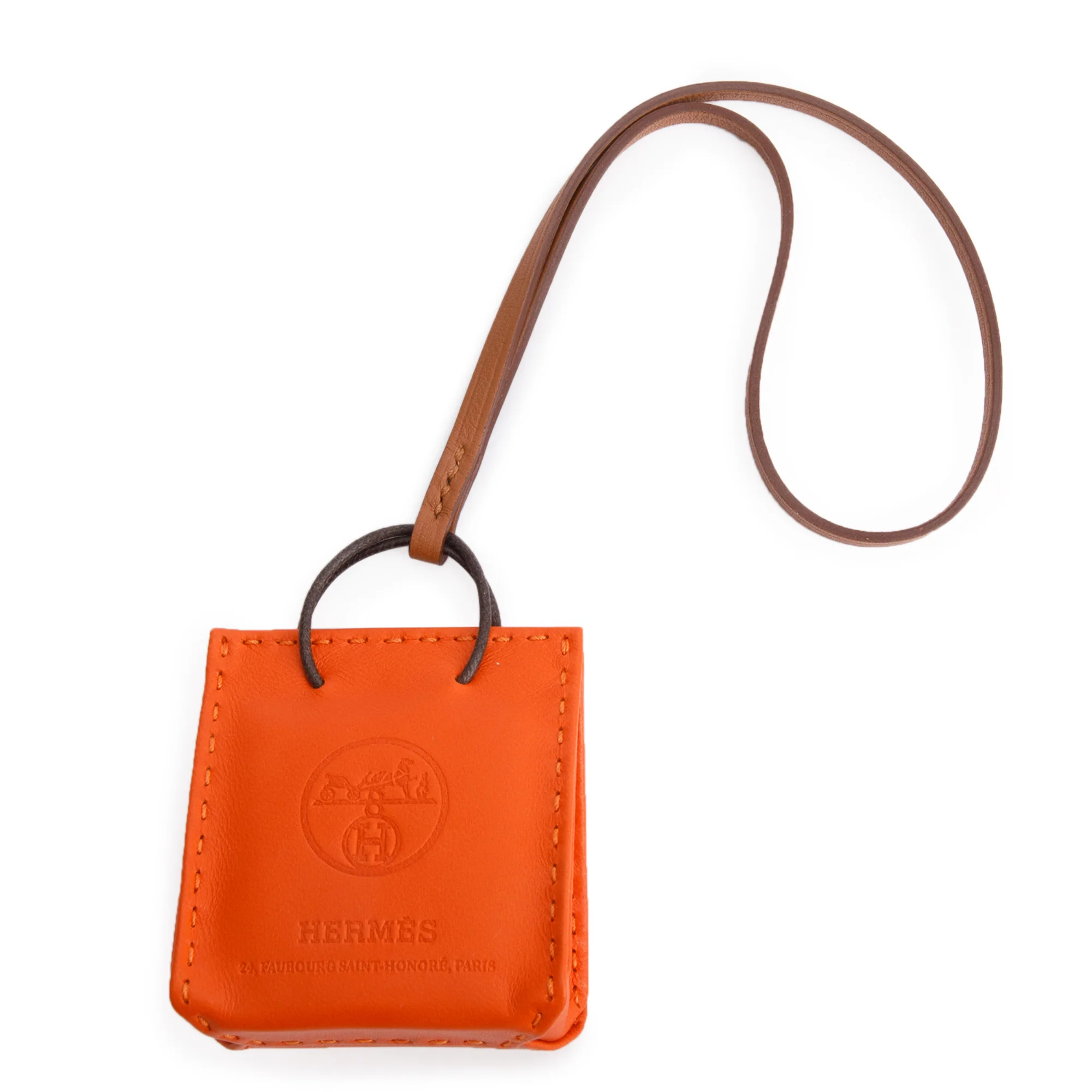 Hermes 2020 Orange Milo Shopping Tote Bag Charm w/ Box - Image 3