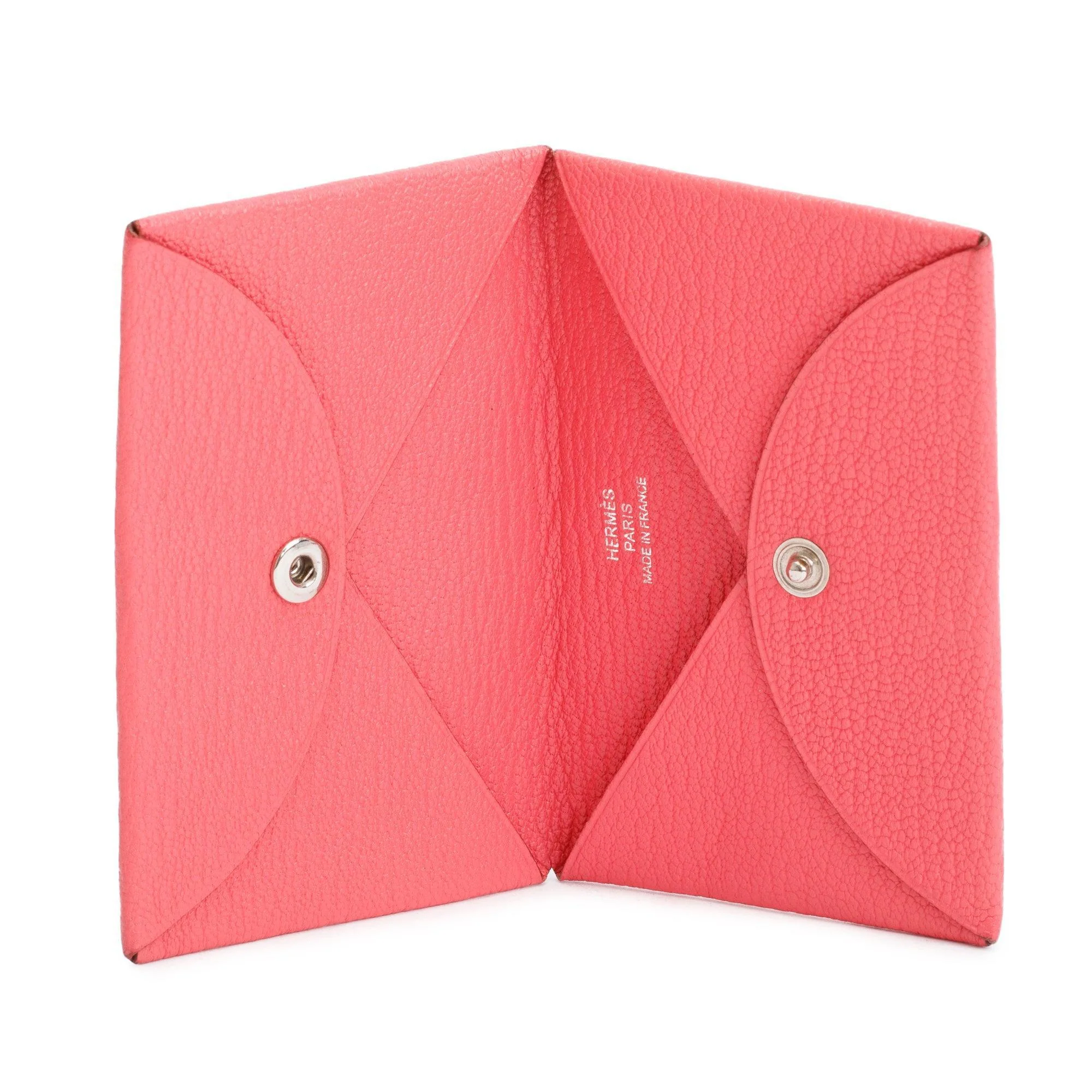 Hermes 2020 Rose Azalee Chevre Mysore Calvi Card Holder w/ Box - Image 9
