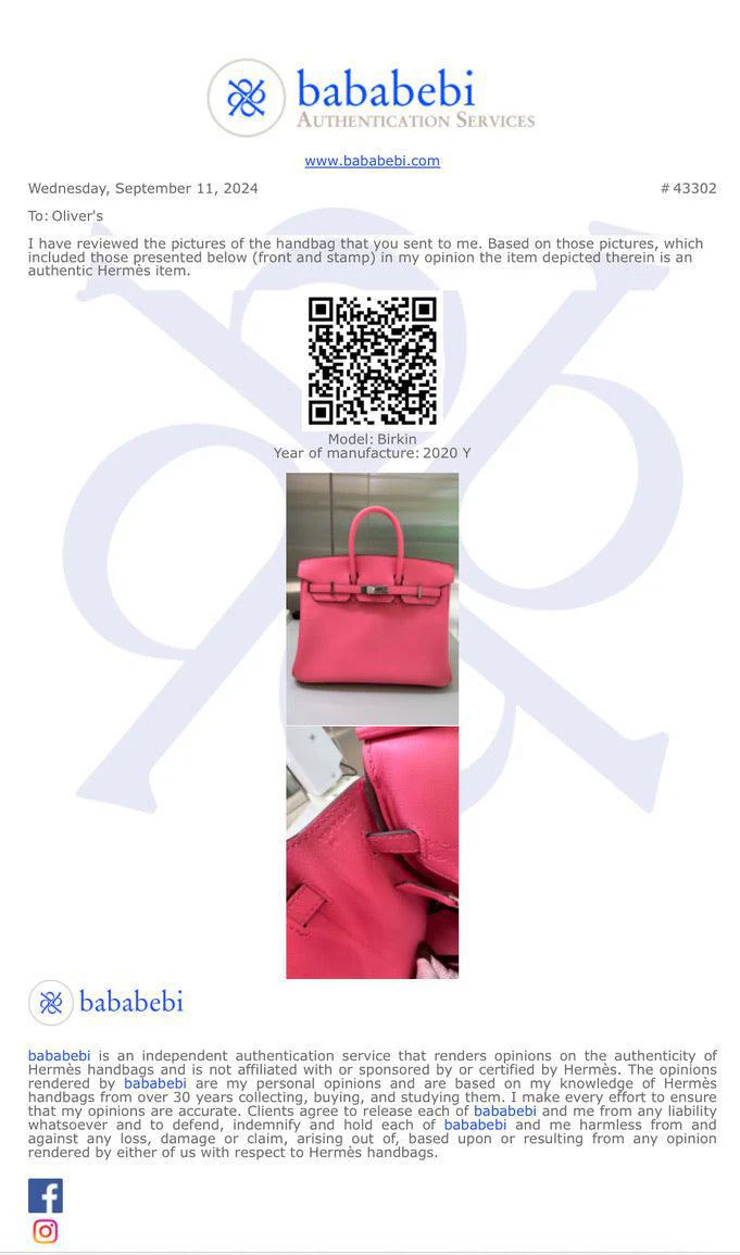 Hermes 2020 Rose Ete Veau Swift Birkin 25 w/ Box - Image 10