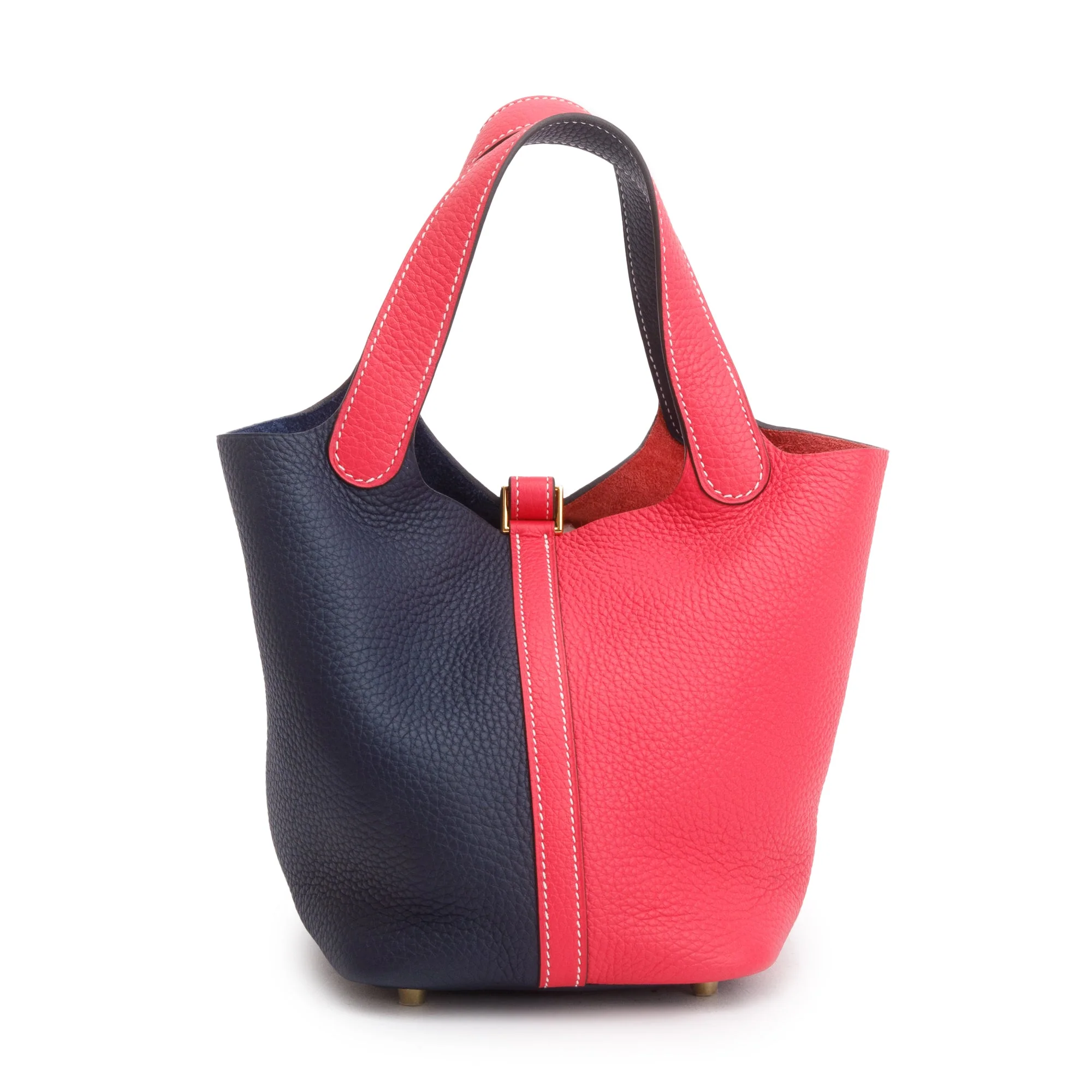 Hermes 2020 Rose Extreme/Blue Nuit Bicolor Taurillon Clemence Picotin Lock 18 w/ Box - Image 6