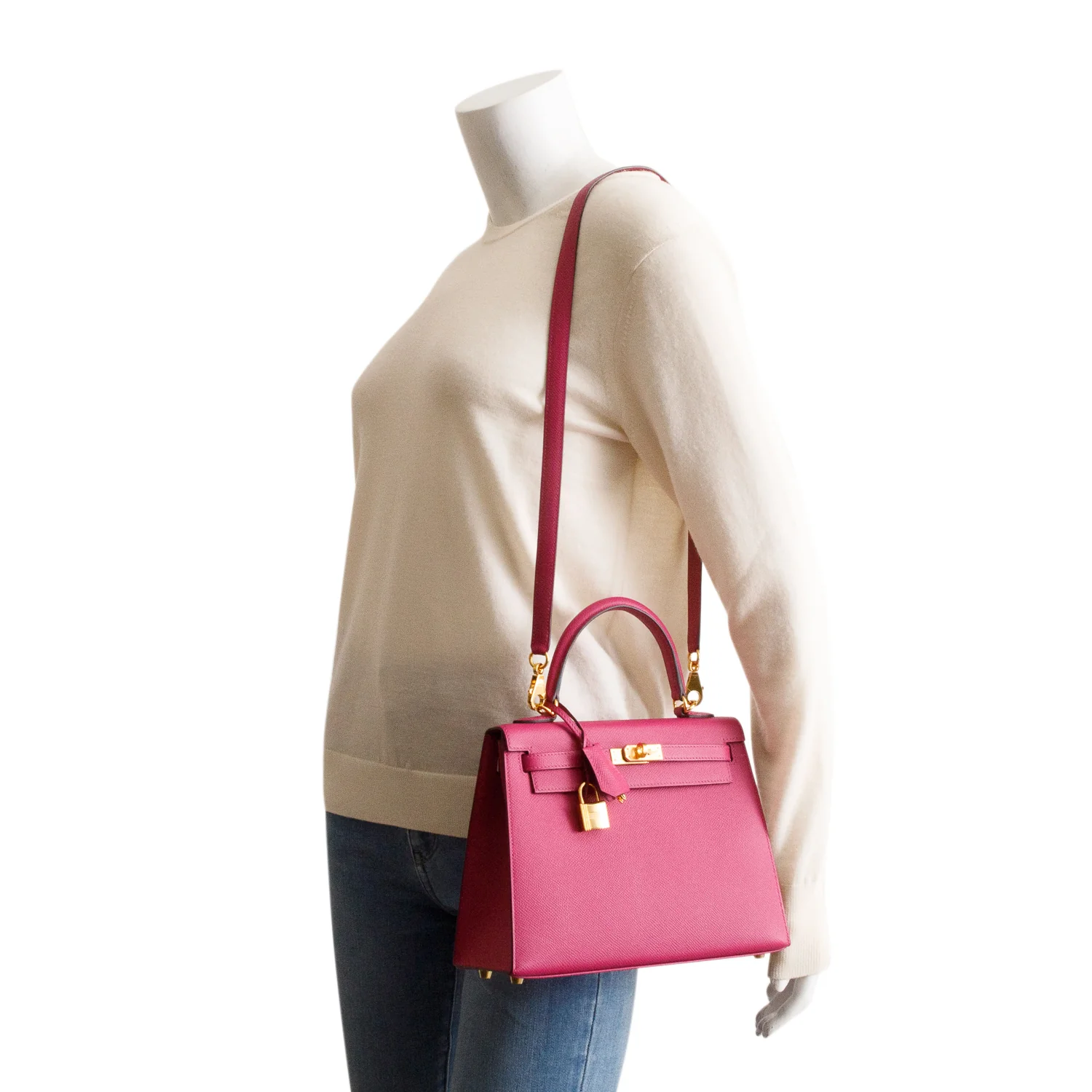 Hermes 2020 Rose Pourpre Veau Epsom Leather Kelly II 25 w/ Strap & Box - Image 2