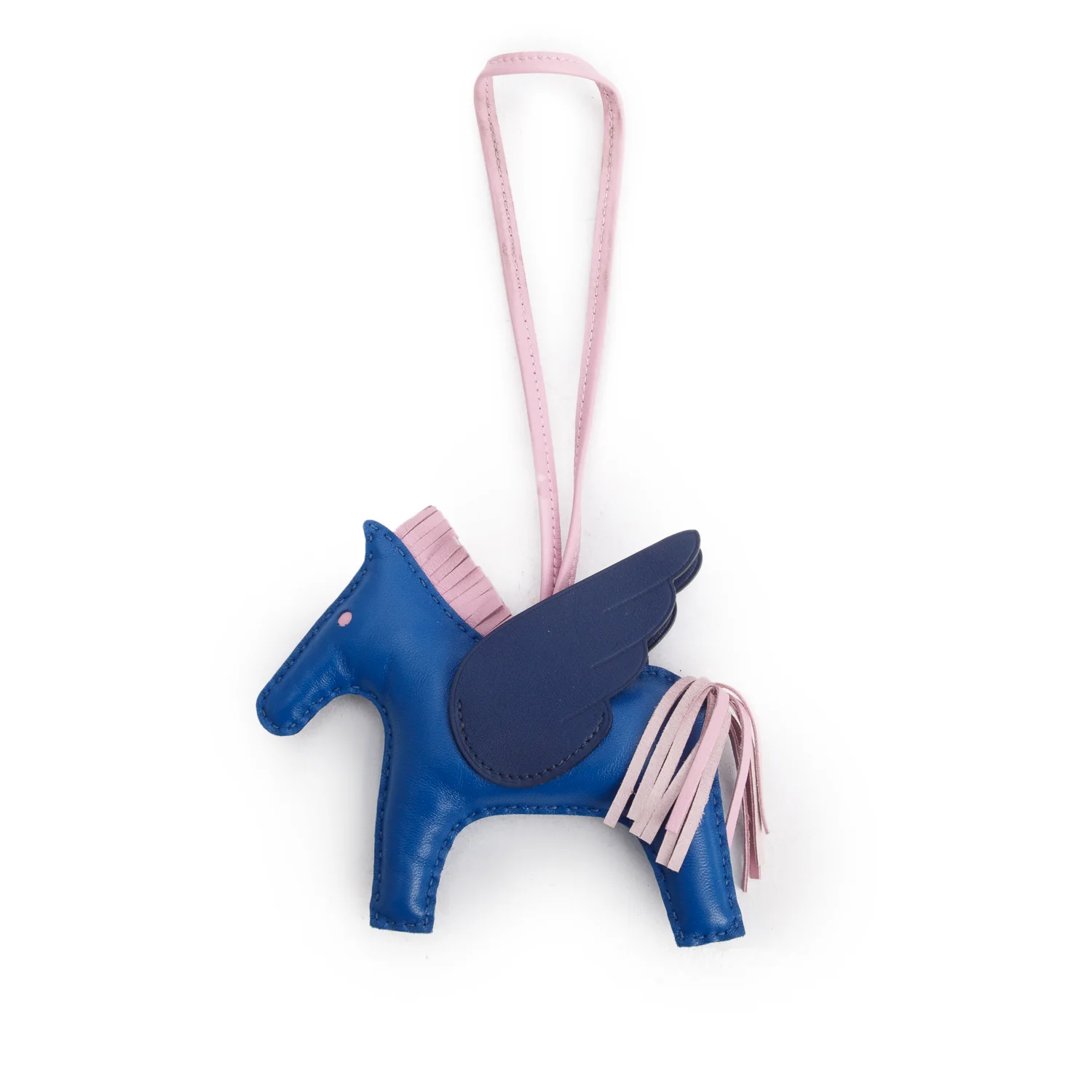 Hermes 2021 Bleu France, Bleu Nuit & Mauve Silvestre Milo Lambskin Grigri Rodeo Pegase Hose Bag Charm PM w/ Box