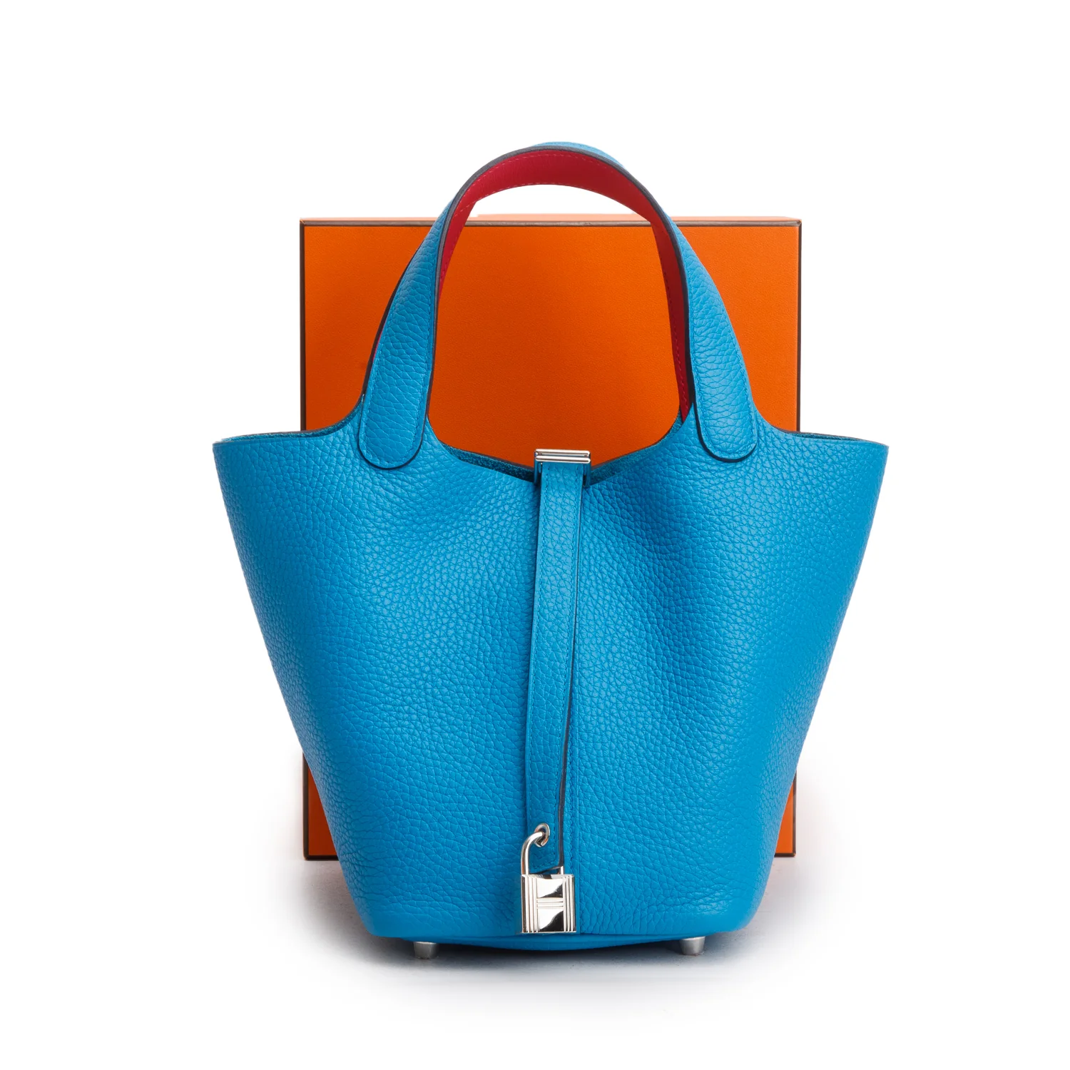 Hermes 2021 Bleu Frida/Rose Mexico Taurillon Clemence Picotin Lock 18 w/ Box - Image 2