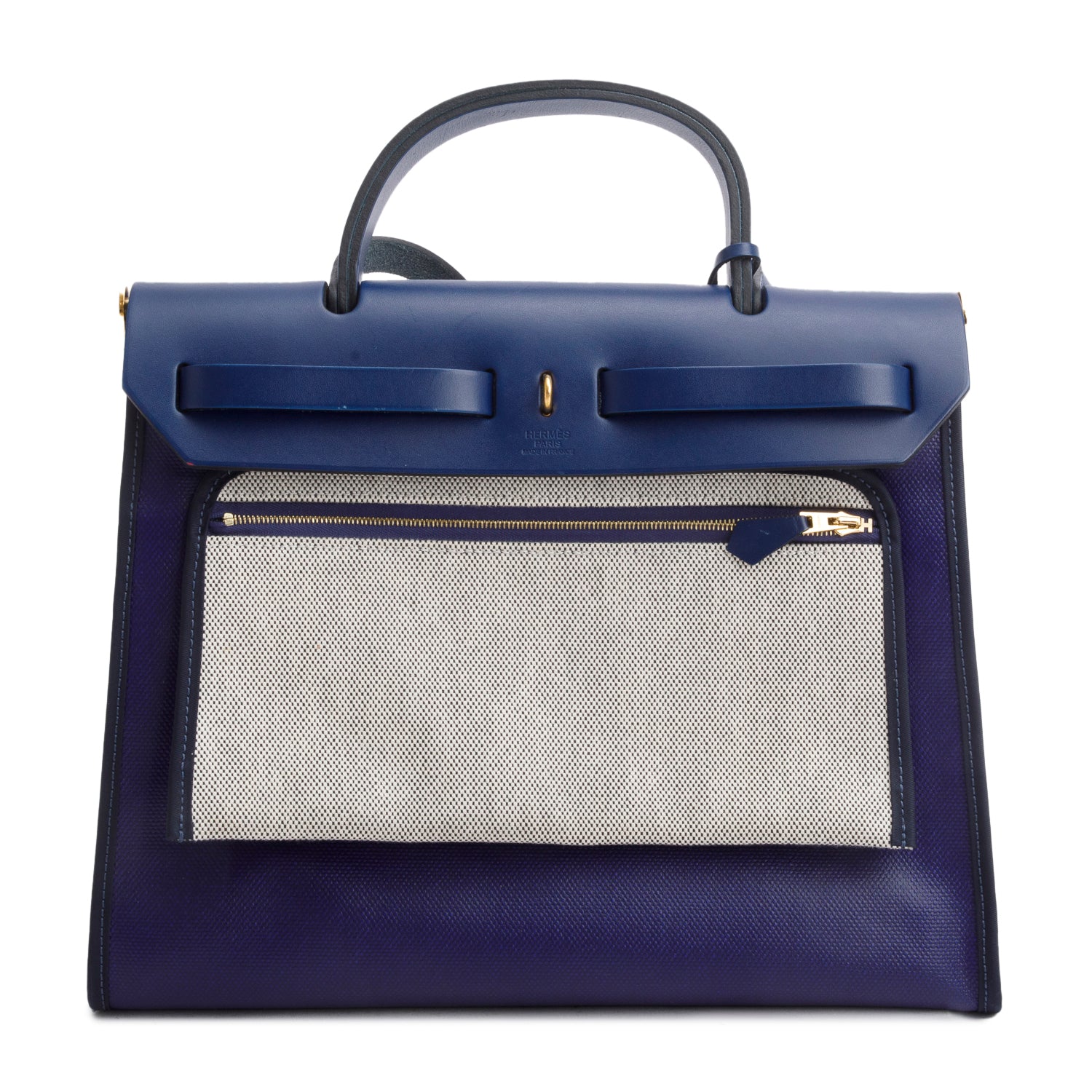 Hermes 2021 Bleu Saphir Toile H Bleu Encre Vache Hunter Berline Herbag Zip 31 PM w/ Pouch - Image 5