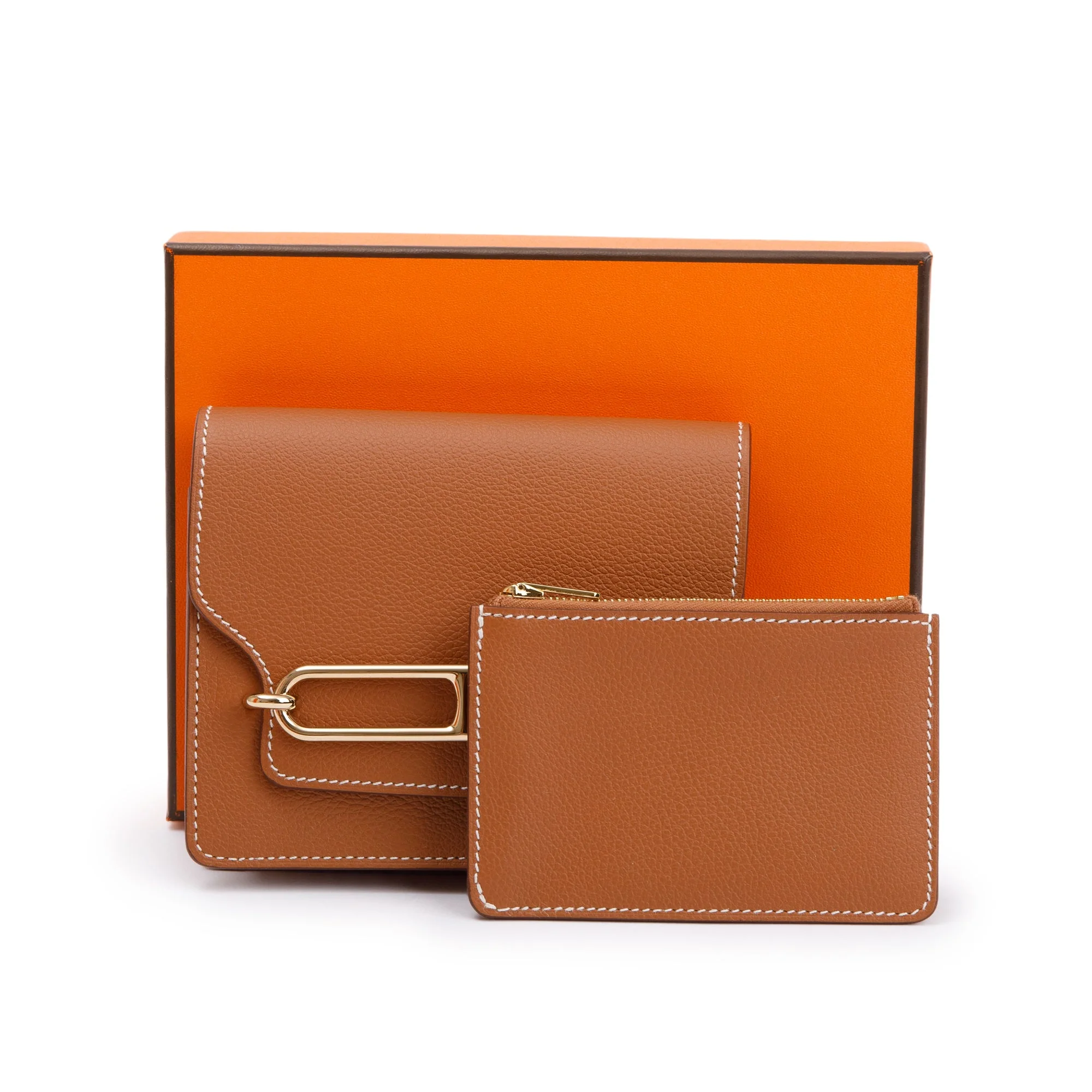 Hermes 2021 Gold Evercolor Roulis Slim Compact Wallet w/ Box, Insert & Receipt - Image 2