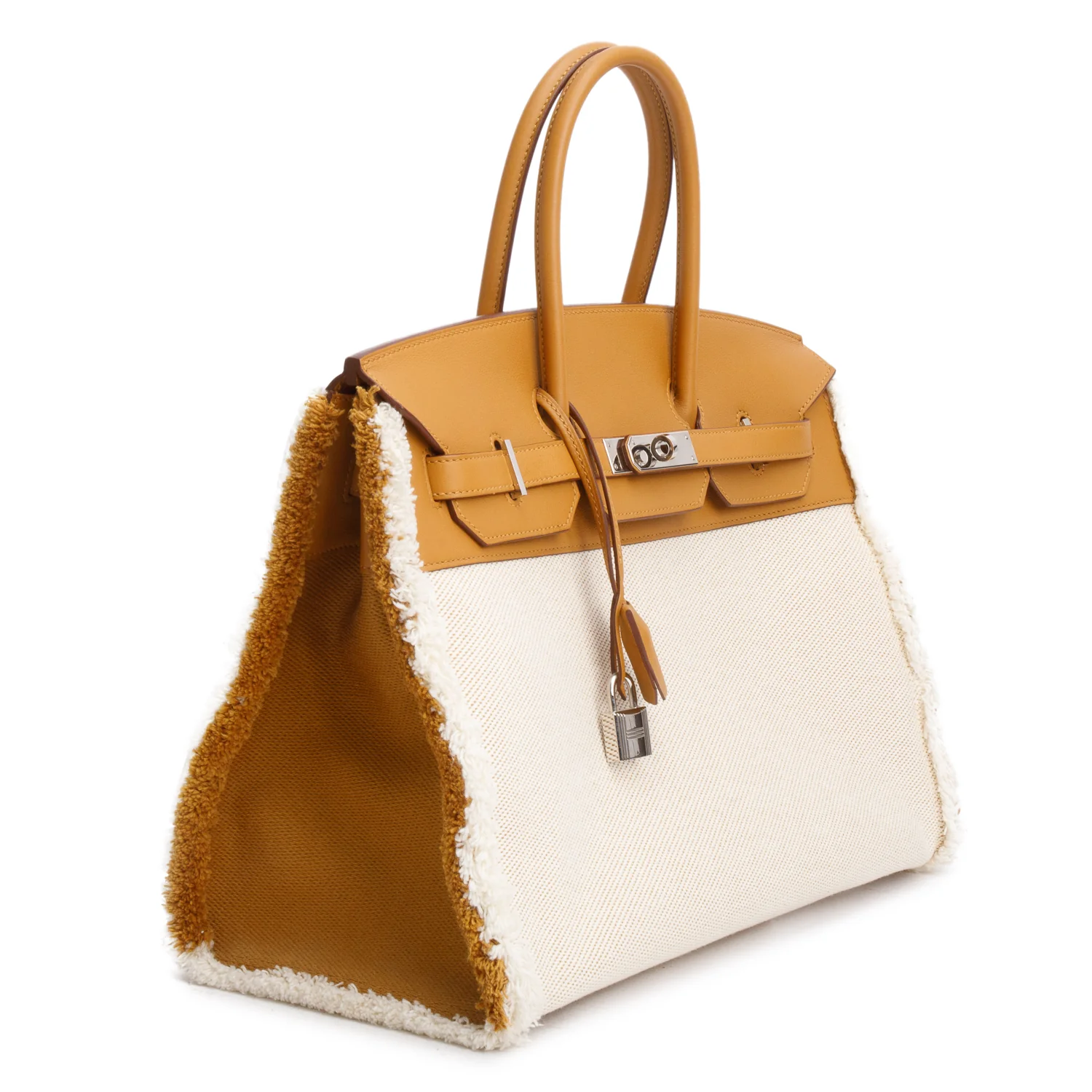 Hermes 2021 Limited Edition Sesame Swift And Ecru Toile H Fray Fray Birkin 35 - Image 2