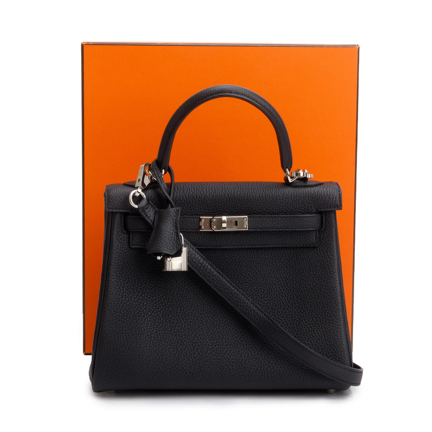 Hermes 2021 Noir Togo Kelly II Retourne 25 w/ Strap & Box - Image 3