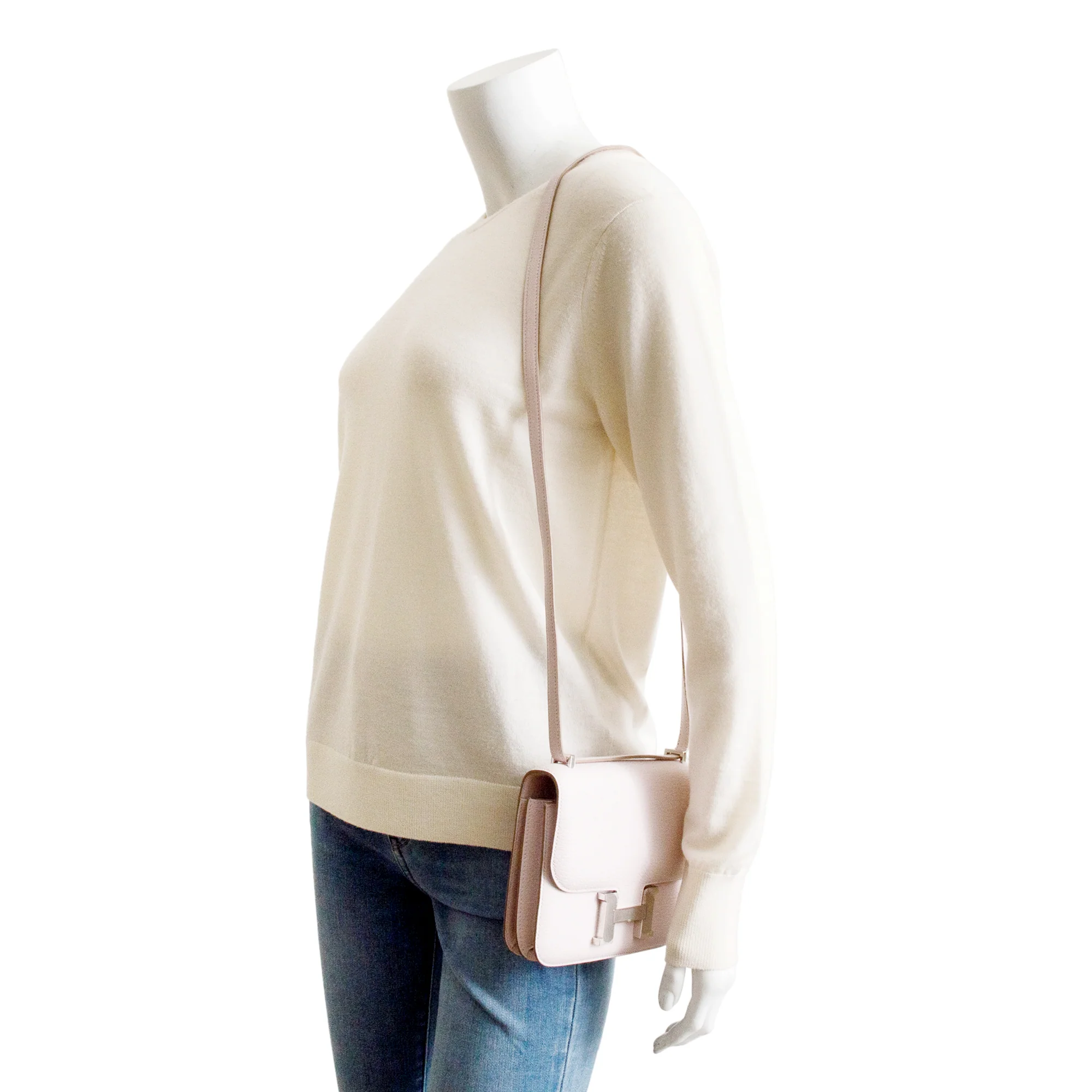 Hermes 2022 Mauve Pale Chevre Mysore Leather Mini Constance III 18 w/ Box - Image 2