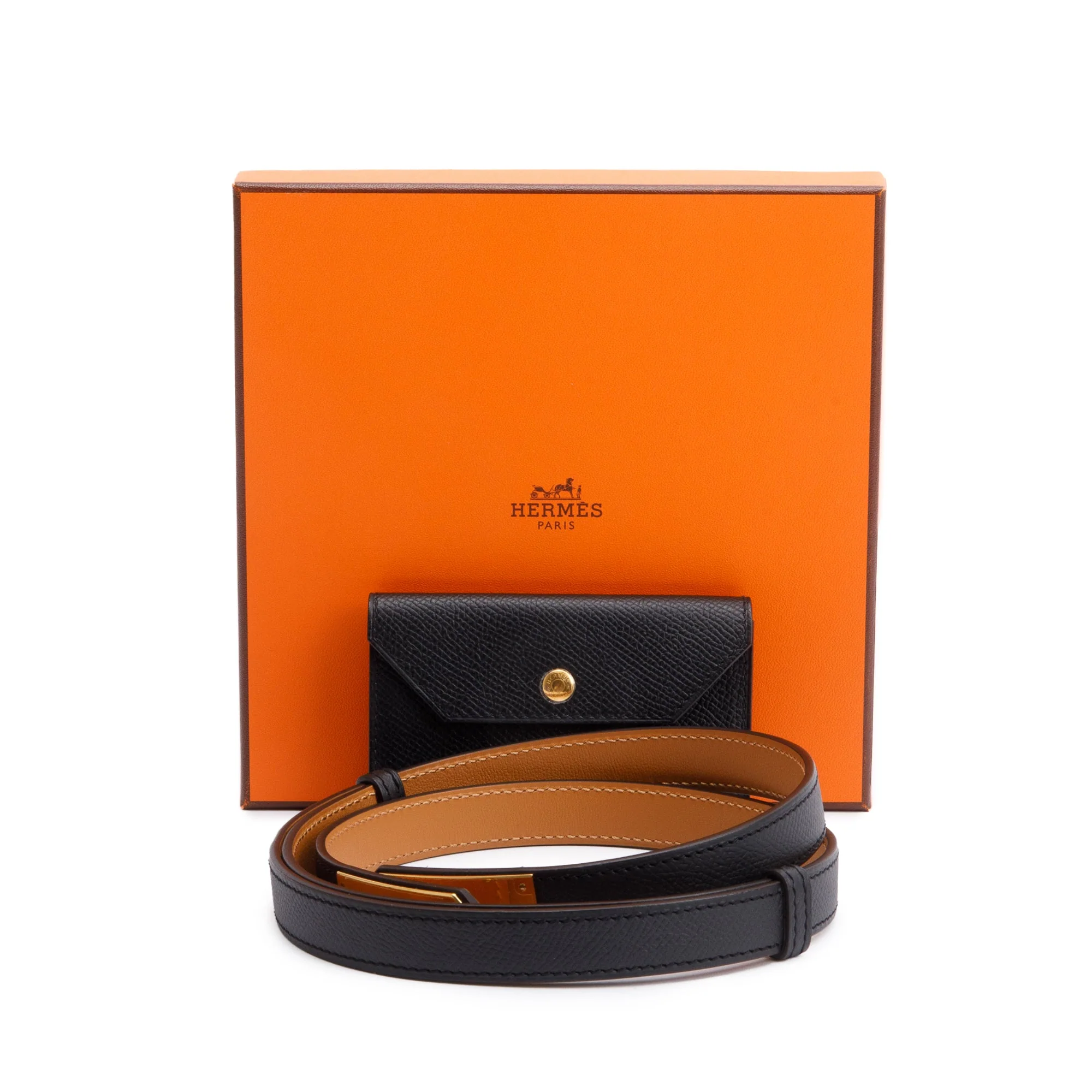 Hermes 2022 Noir Epsom Leather Kelly Pocket 18 Belt w/ Box - Image 2