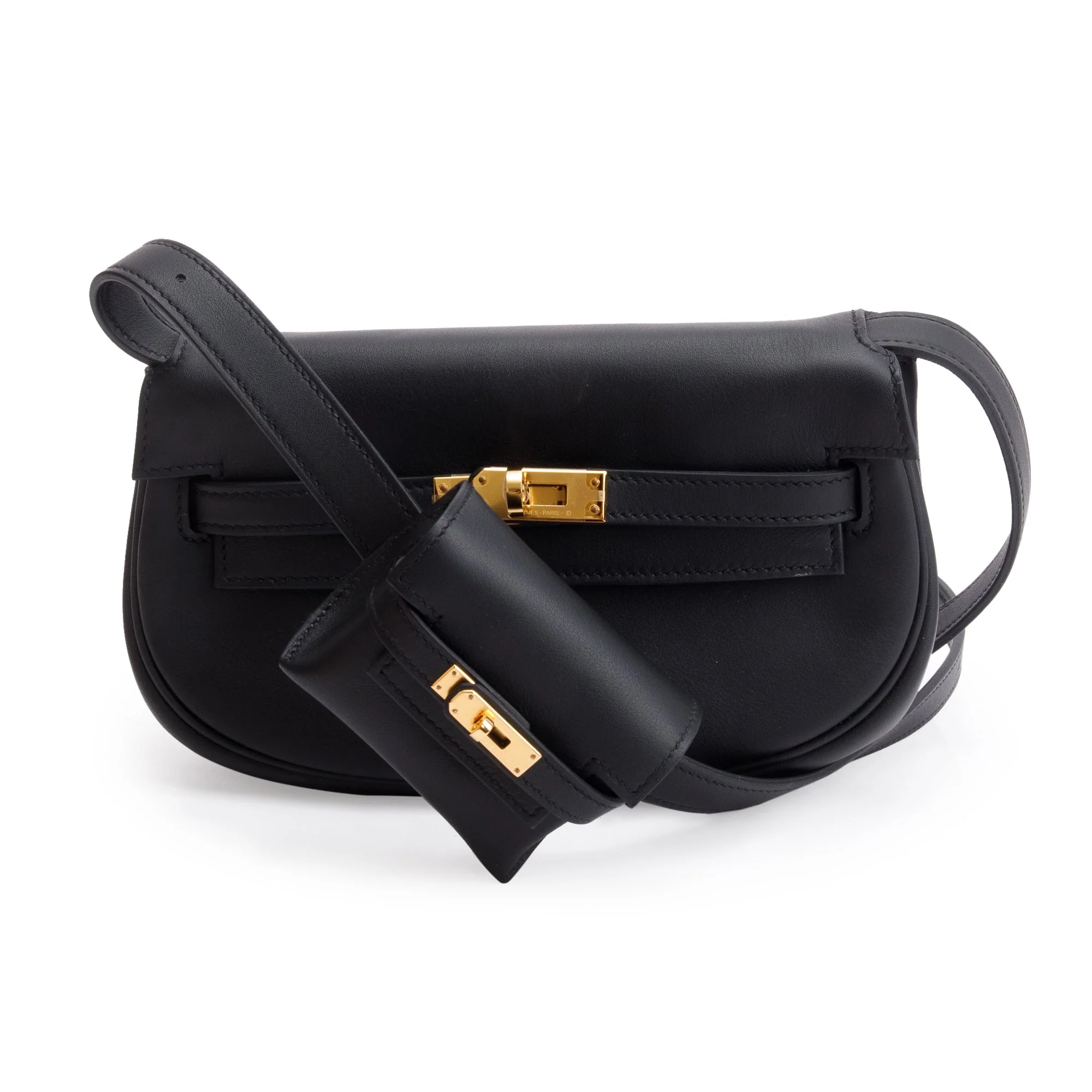 Hermes 2022 Noir Swift Leather Kelly Moove w/ Pouch & Box