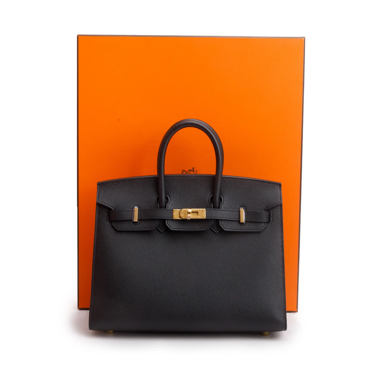 Hermes 2022 Noir Veau Epsom Birkin Sellier 25 w/ Box & Receipt - Image 2