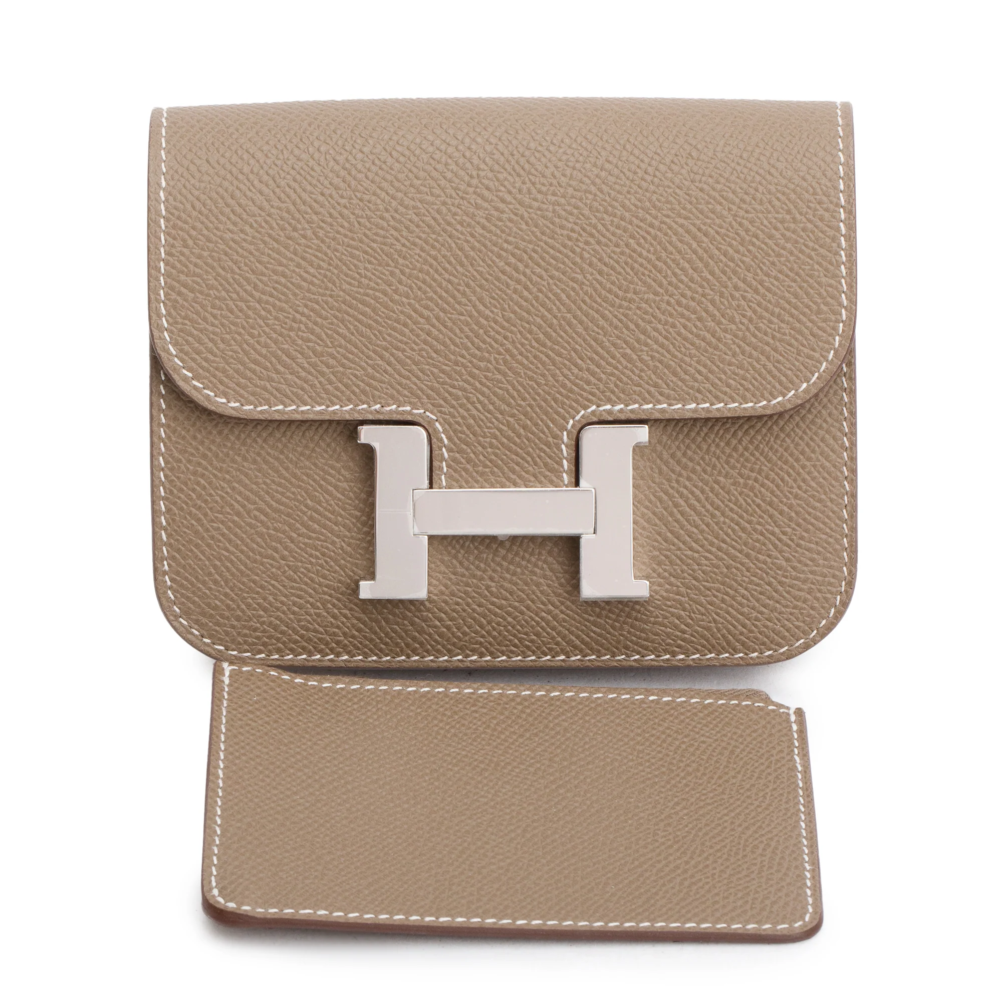 Hermes 2023 Etoupe Veau Epsom Constance Slim Compact Wallet w/ Box & Insert - Image 6