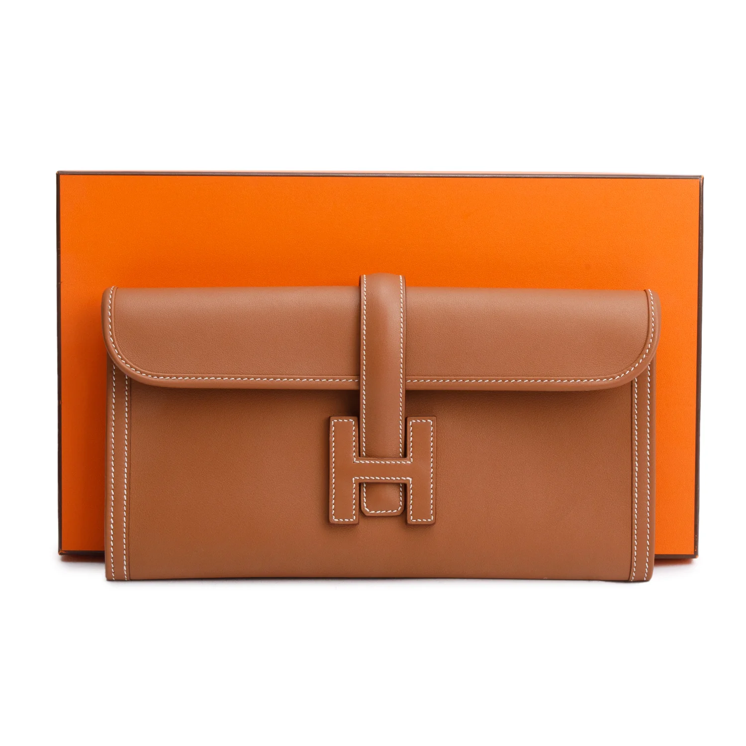 Hermes 2023 Gold Swift Leather Jige Elan 29 Clutch w/ Box - Image 2