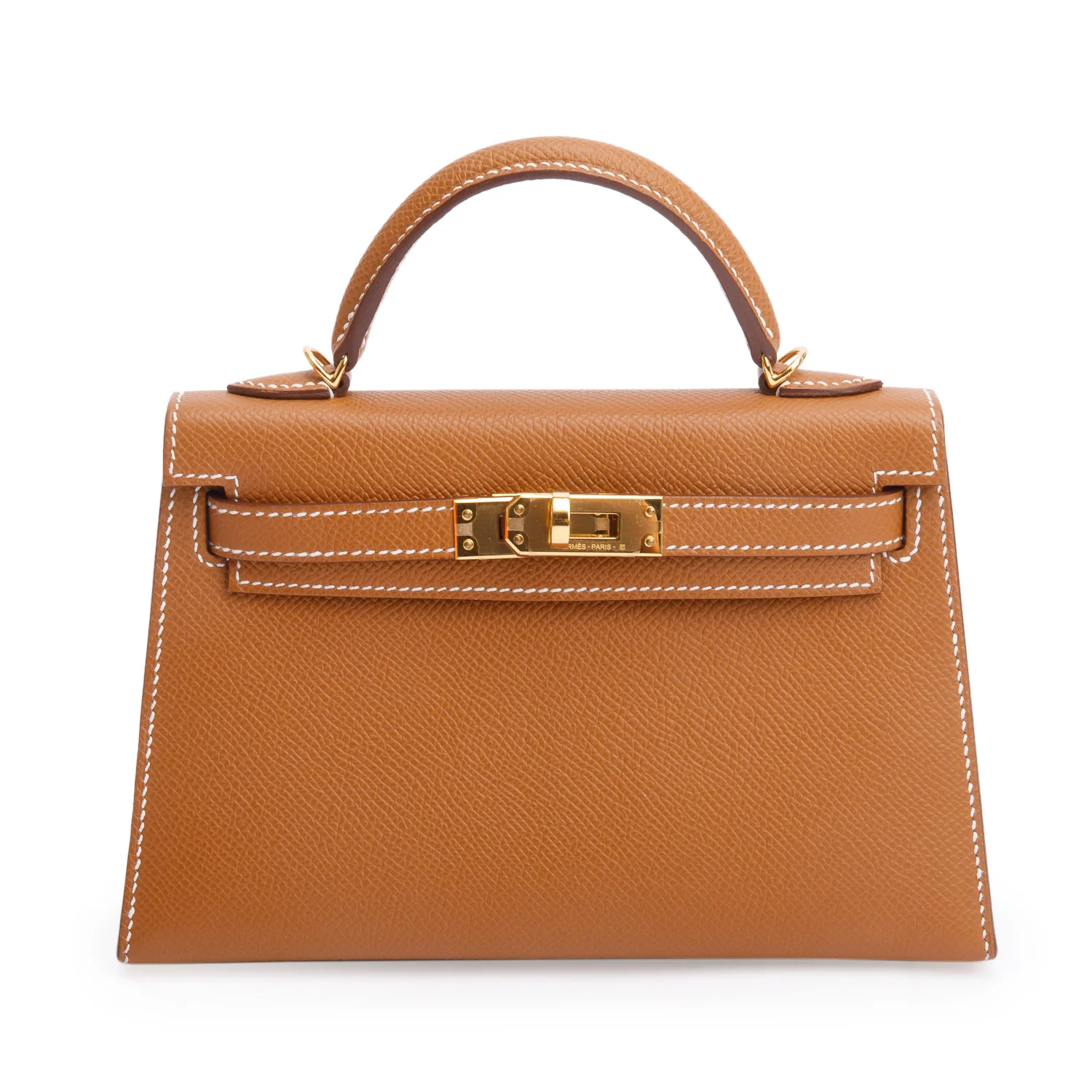 Hermes 2023 Gold Veau Epsom Leather Mini Kelly II Sellier 20 w/ Box & Strap - Image 4