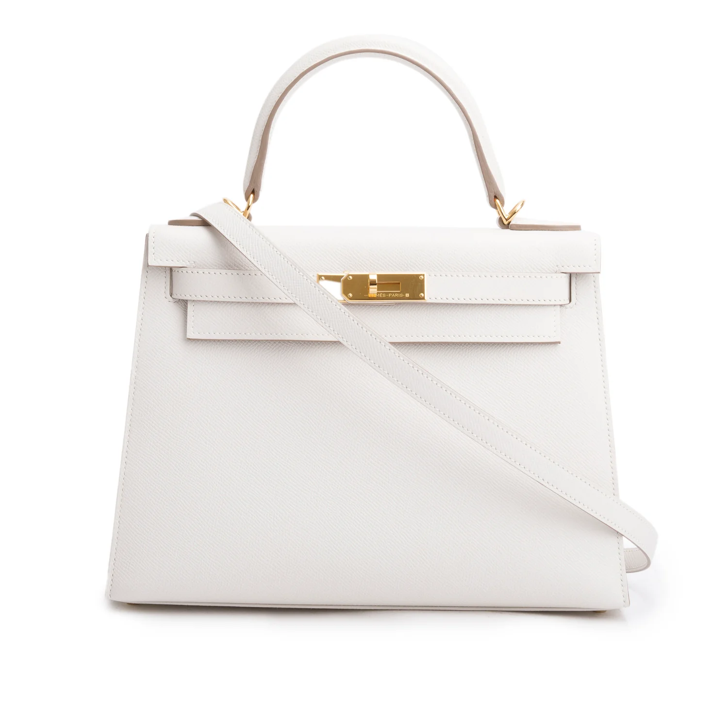 Hermes 2023 Gris Pale Epsom Kelly II Sellier 28 w/ Strap, Box & Receipt