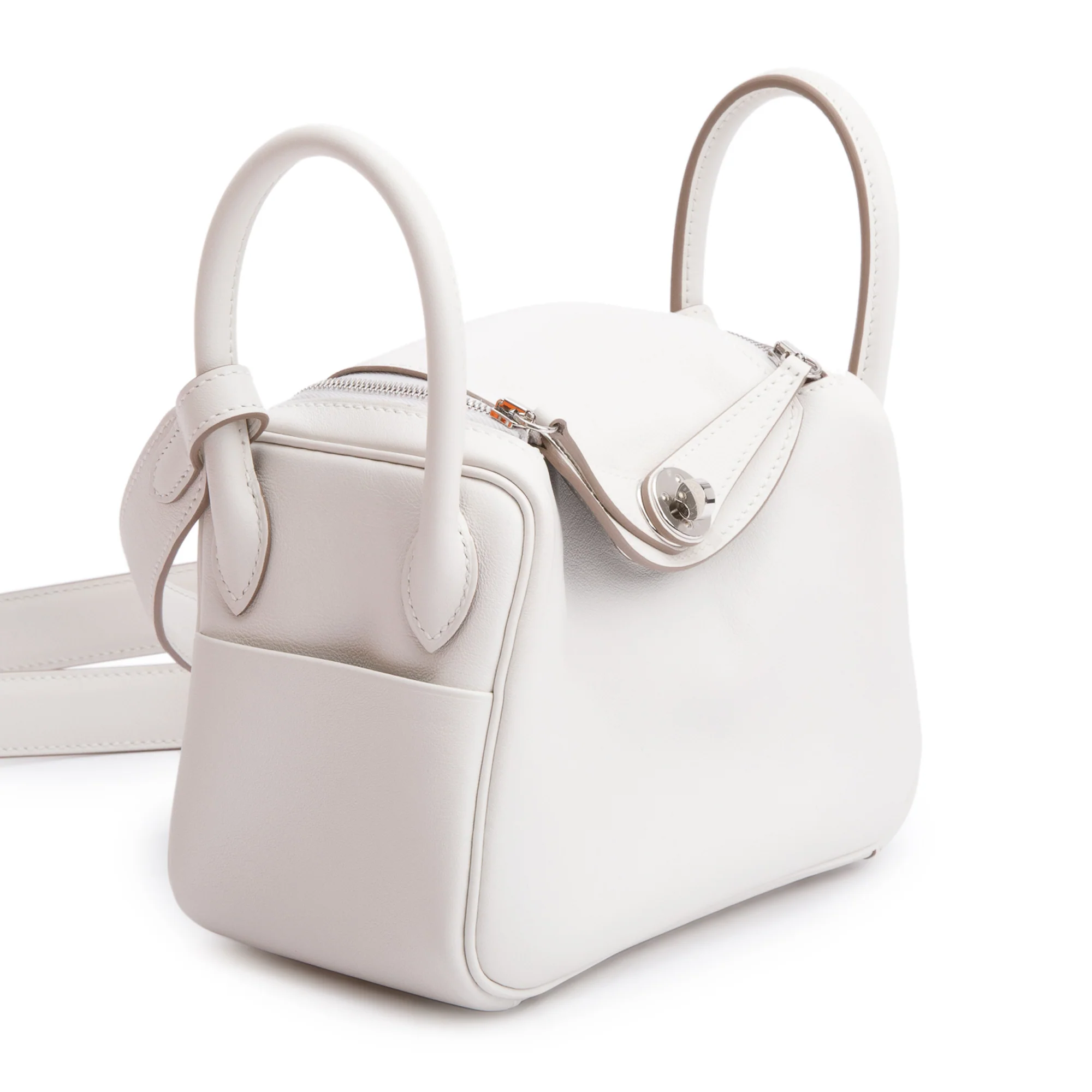 Hermes 2023 Gris Pale/Gris Meyer Leather Swift Leather Lindy Mini w/ Box - Image 5