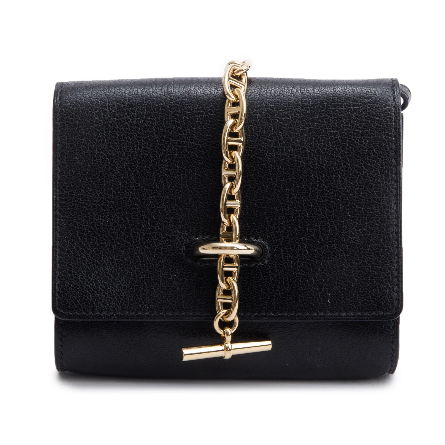 Hermes 2023 Noir Chevre Mysore Chaine d'Ancre Wallet with Strap - Image 3