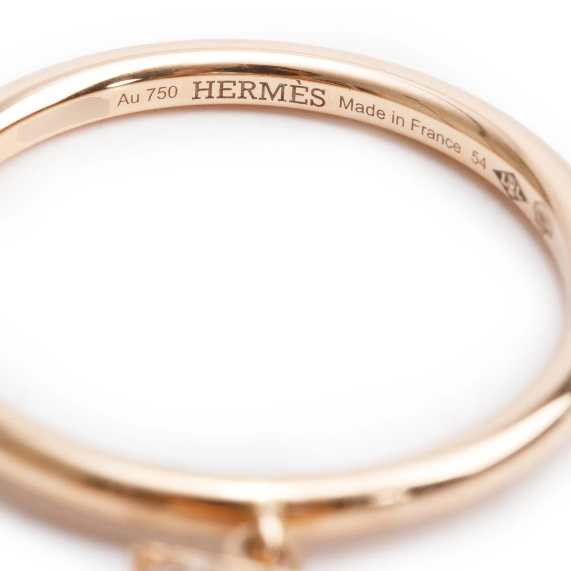Hermes 2024 18k Rose Gold Diamond Clou d'H Ring, Small Model Size 54 6.75 w/ Box & Certificate - Image 4