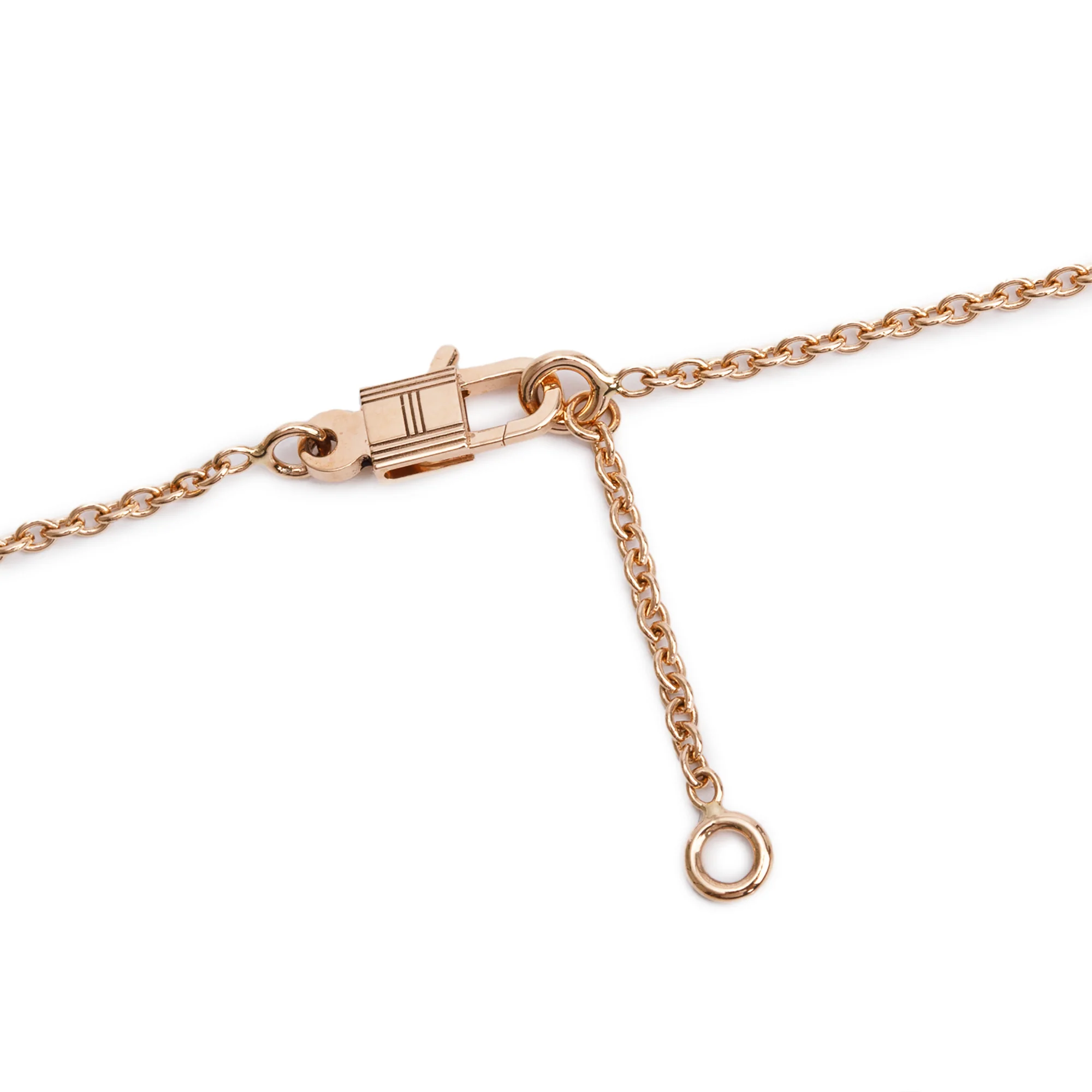 Hermes 2024 18k Rose Gold Pink Sapphire Amulettes Constance Pendant Necklace w/ Box & Certificate - Image 4