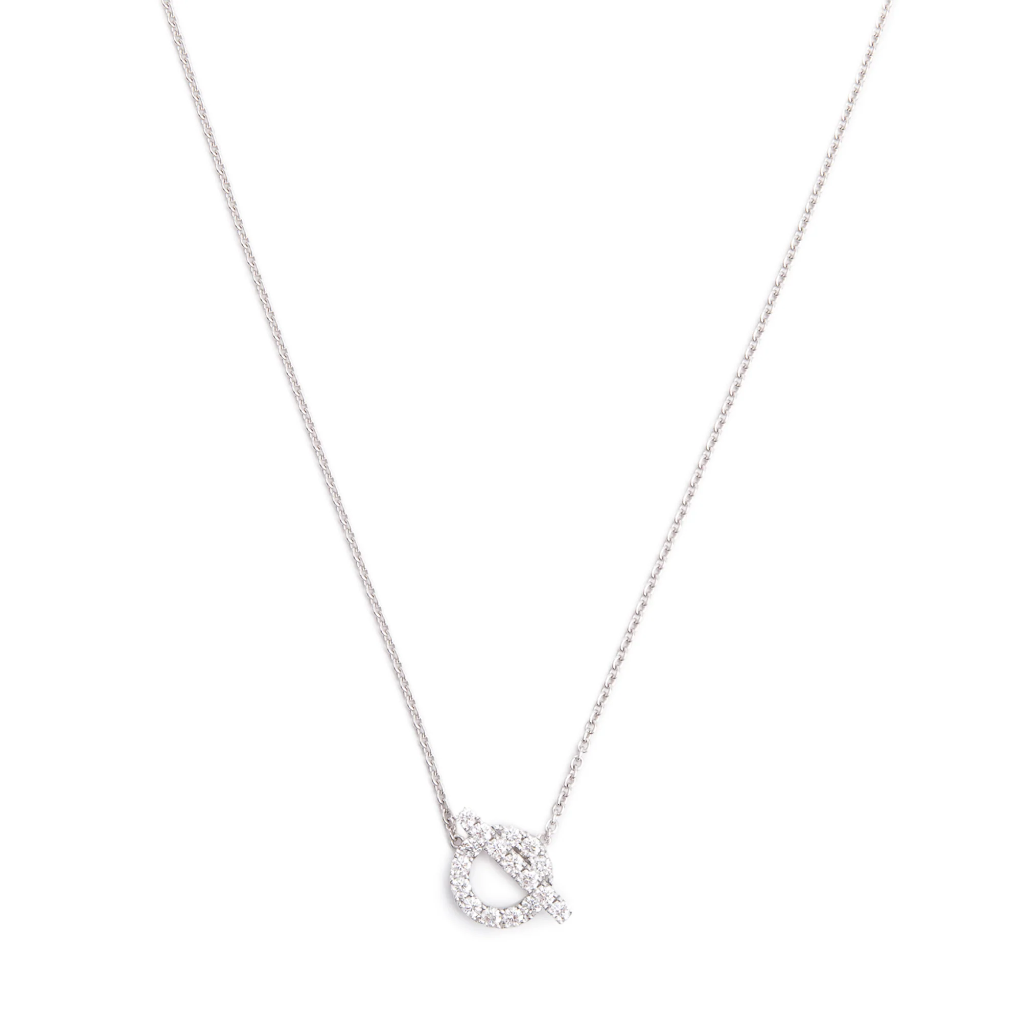 Hermes 2024 18k White Gold Diamond Finesse Pendant Necklace w/ Box & Certificate