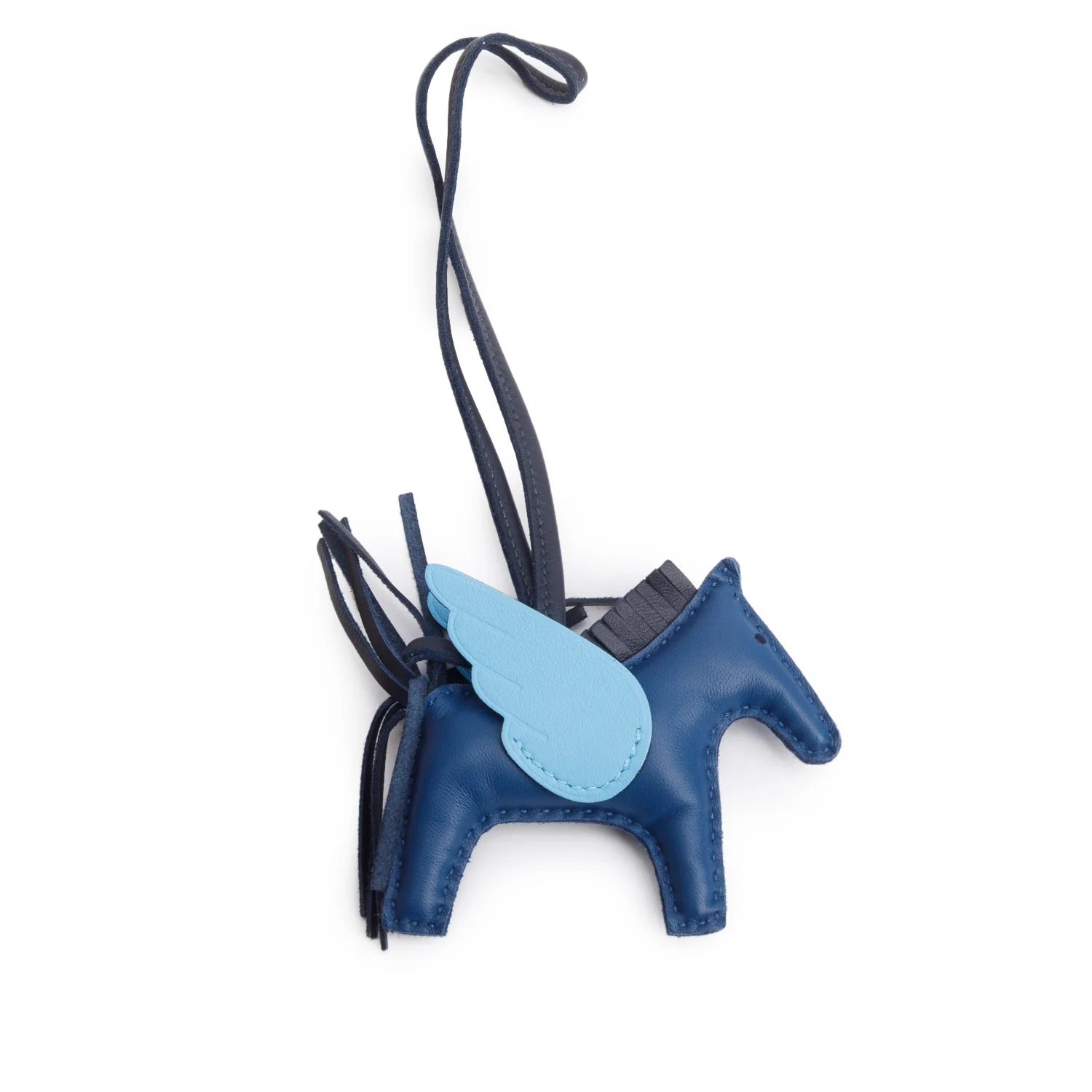 Hermes 2024 Bleu France/Celeste/Bleu Encre Lambskin Grigri Rodeo Pegase Horse Bag Charm PM