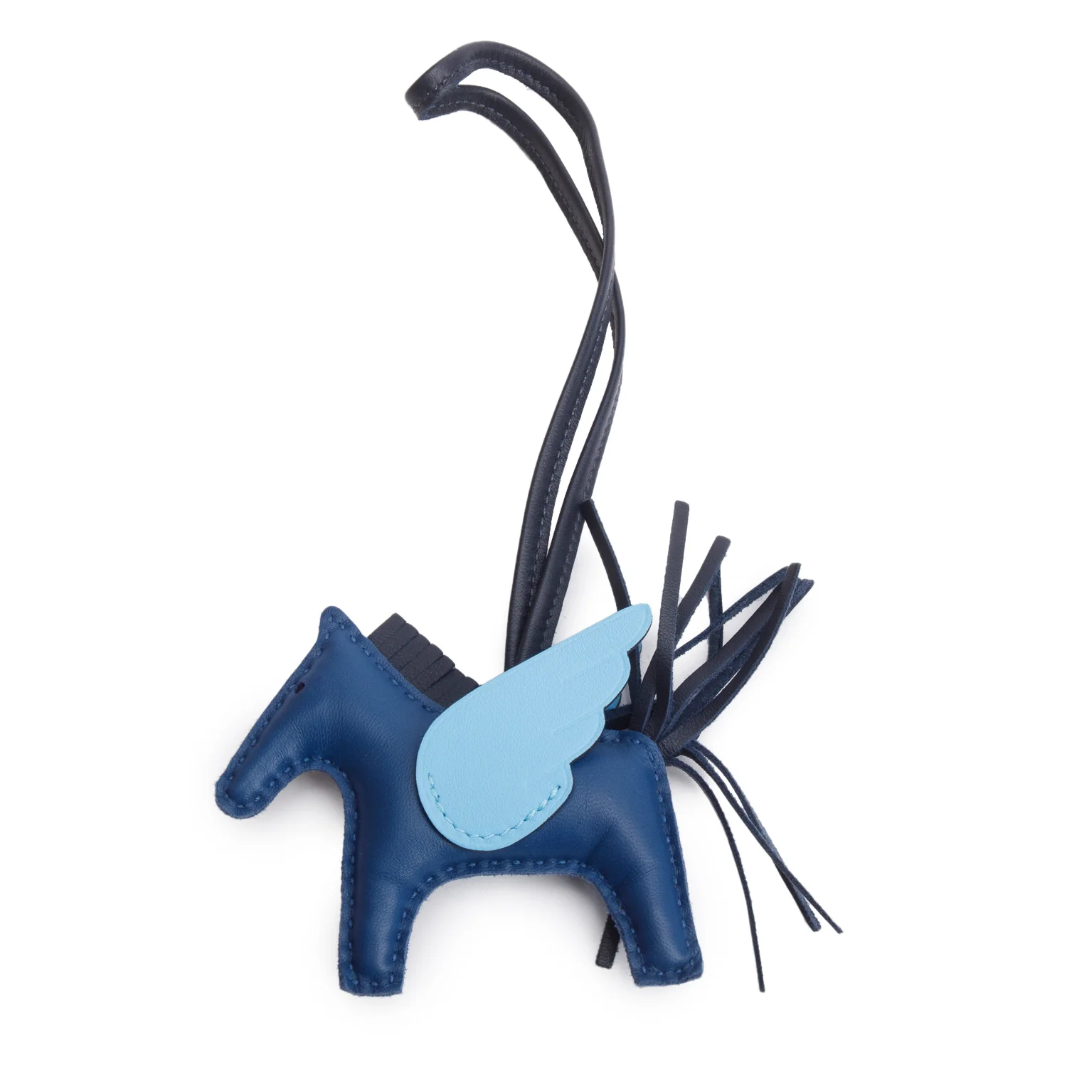 Hermes 2024 Bleu France/Celeste/Bleu Encre Lambskin Grigri Rodeo Pegase Horse Bag Charm PM - Image 3