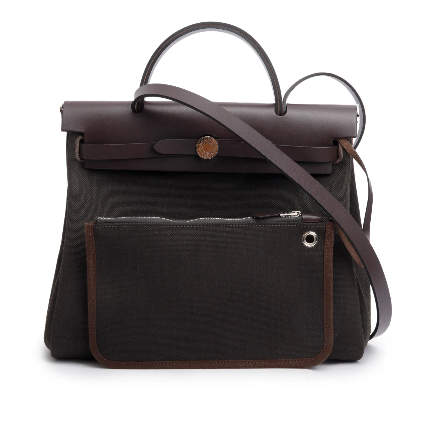 Hermes 2024 Dark Bronze/Ebene Toile Militaire Vache Hunter Herbag Zip 31 w/ Box & Receipt - Image 12