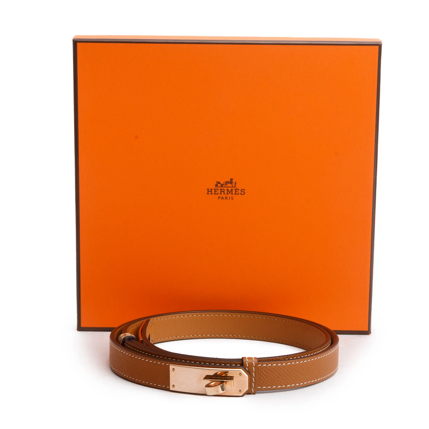 Hermes 2024 Gold Veau Epsom Kelly 18 Belt w/ Box - Image 2