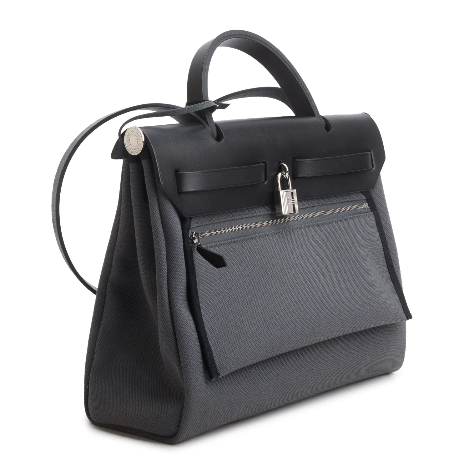Hermes 2024 Noir/Vert Gris Military Toile Vache Hunter Herbag 31 Zip 31 - Image 6