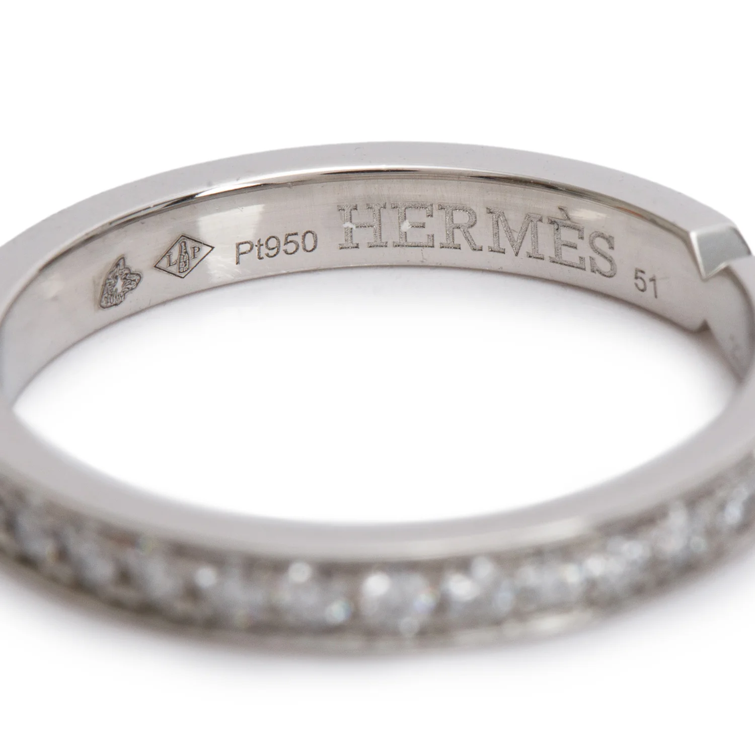 Hermes 2024 Platinum Diamond Ever Kelly Wedding Band Ring, Small Model, Size 51 5.5 w/ Box & Certificate - Image 5