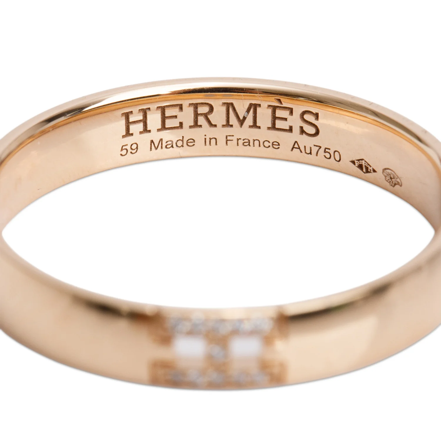 Hermes 2025 18k Rose Gold Diamond Ever Herakles Wedding Band Ring, Size 59 8.75 w/ Box & Certificate - Image 3
