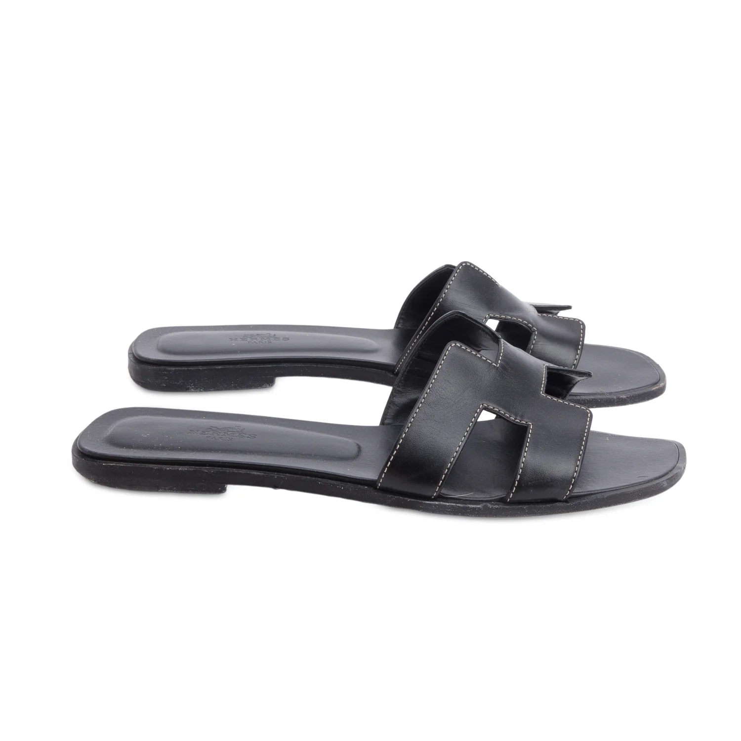 Hermes 2025 Black Box Leather Oran Sandals, Size 40 w/ Box & Receipt - Image 3
