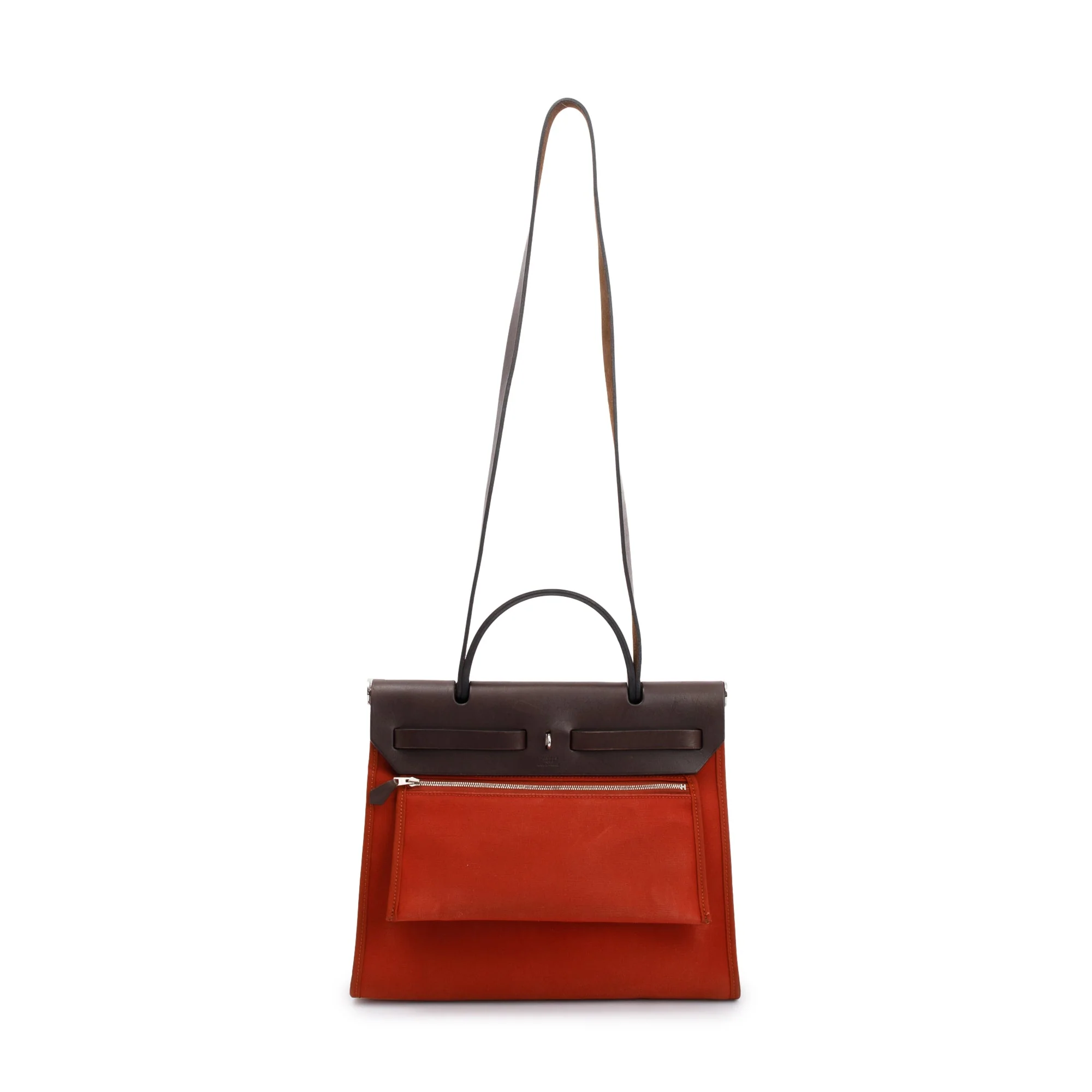 Hermes Beton Rouge Toile Militaire Vache Hunter Herbag Zip 31 w/ Pouch - Image 5