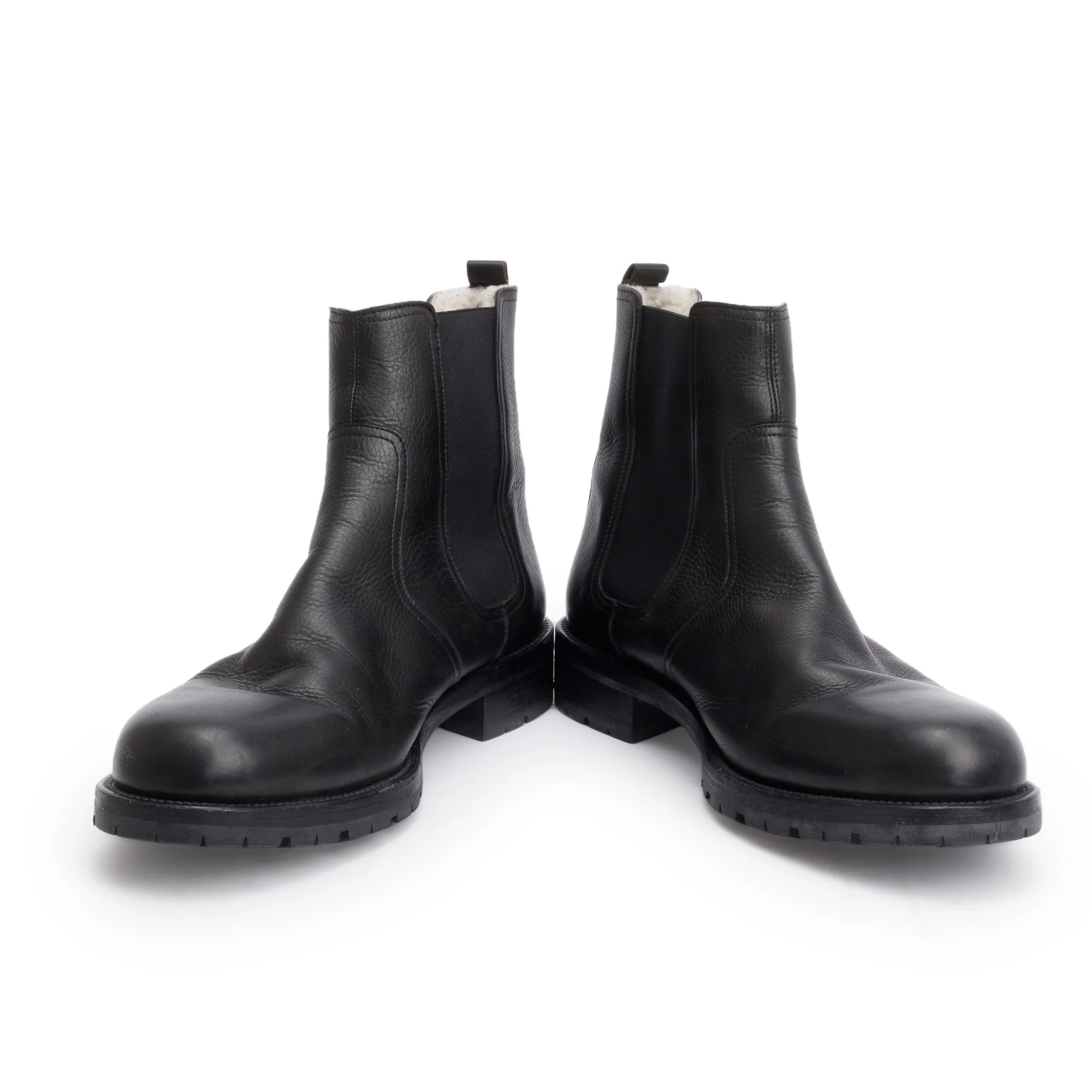 Hermes Black Calfskin Leather Chelsea Ankle Boots, Size 42.5 - Image 3