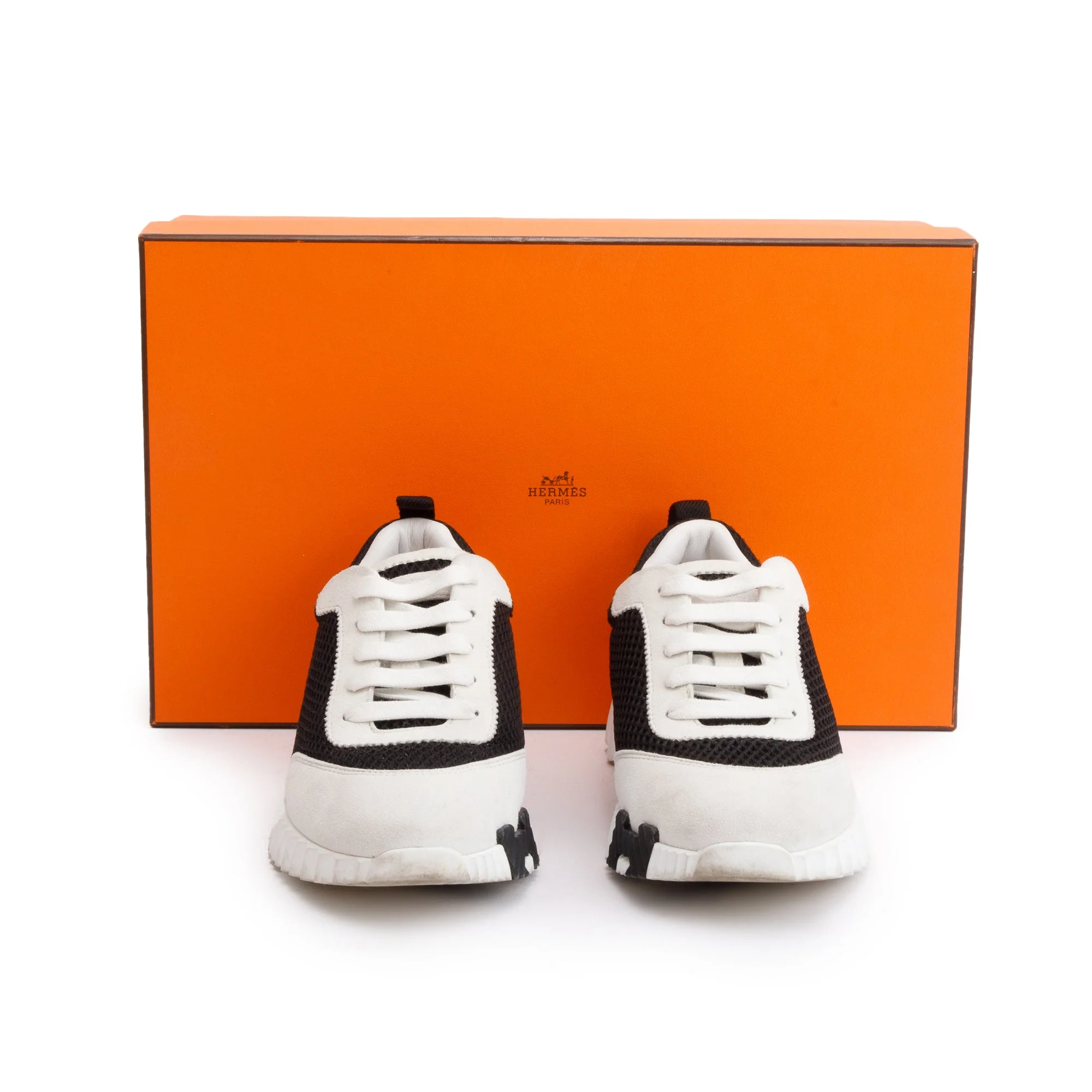 Hermes Black Mesh Suede Goatskin Bouncing Sneakers, Size 36 w/ Box - Image 2