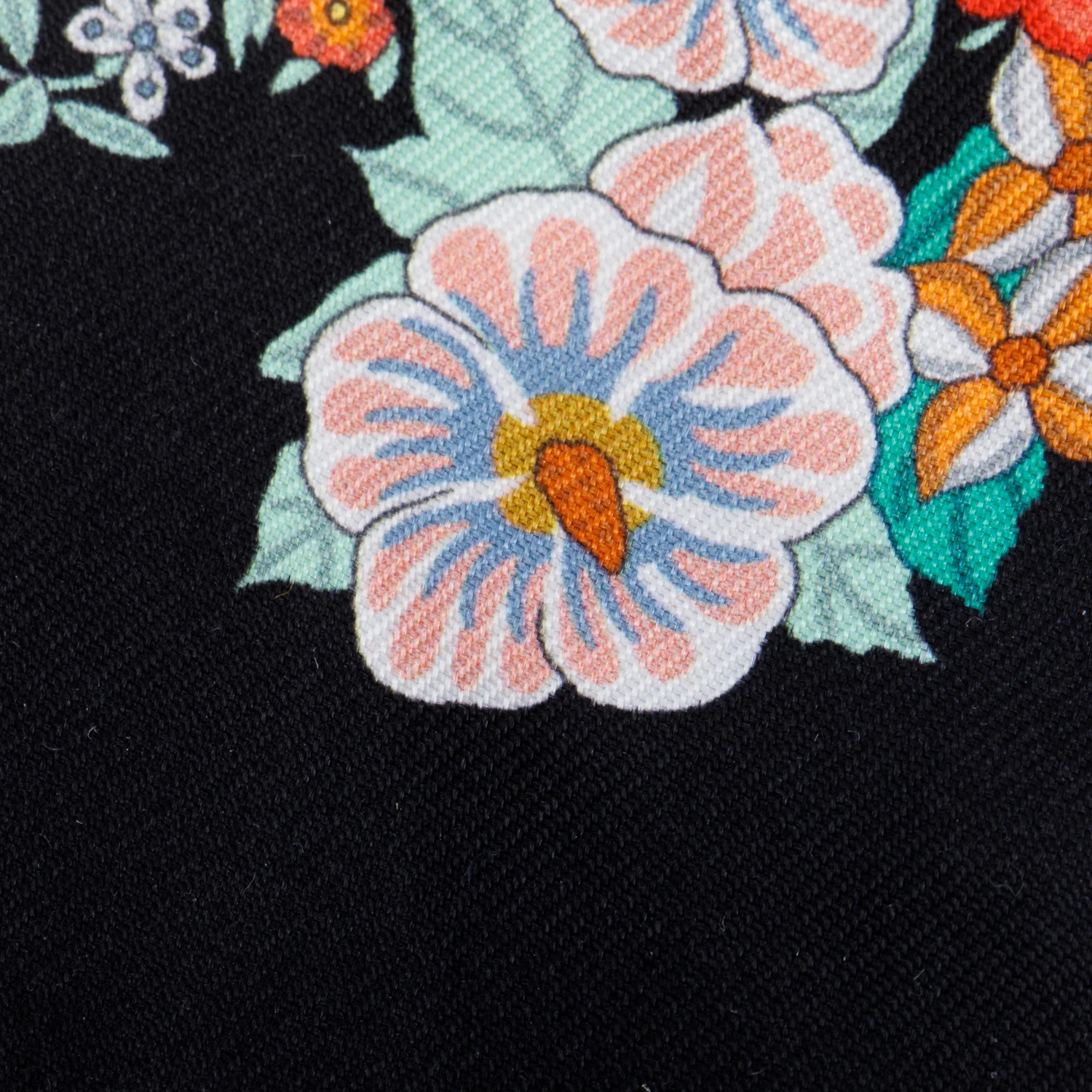 Hermes Black Multicolor 'Brides de Gala en Fleurs' Silk Twilly - Image 3