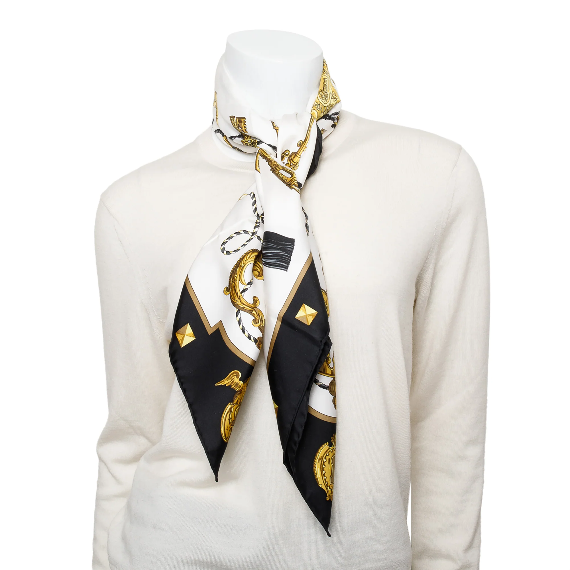 Hermes Black/Multicolor 'Les Cles' Silk Scarf 90 - Image 2