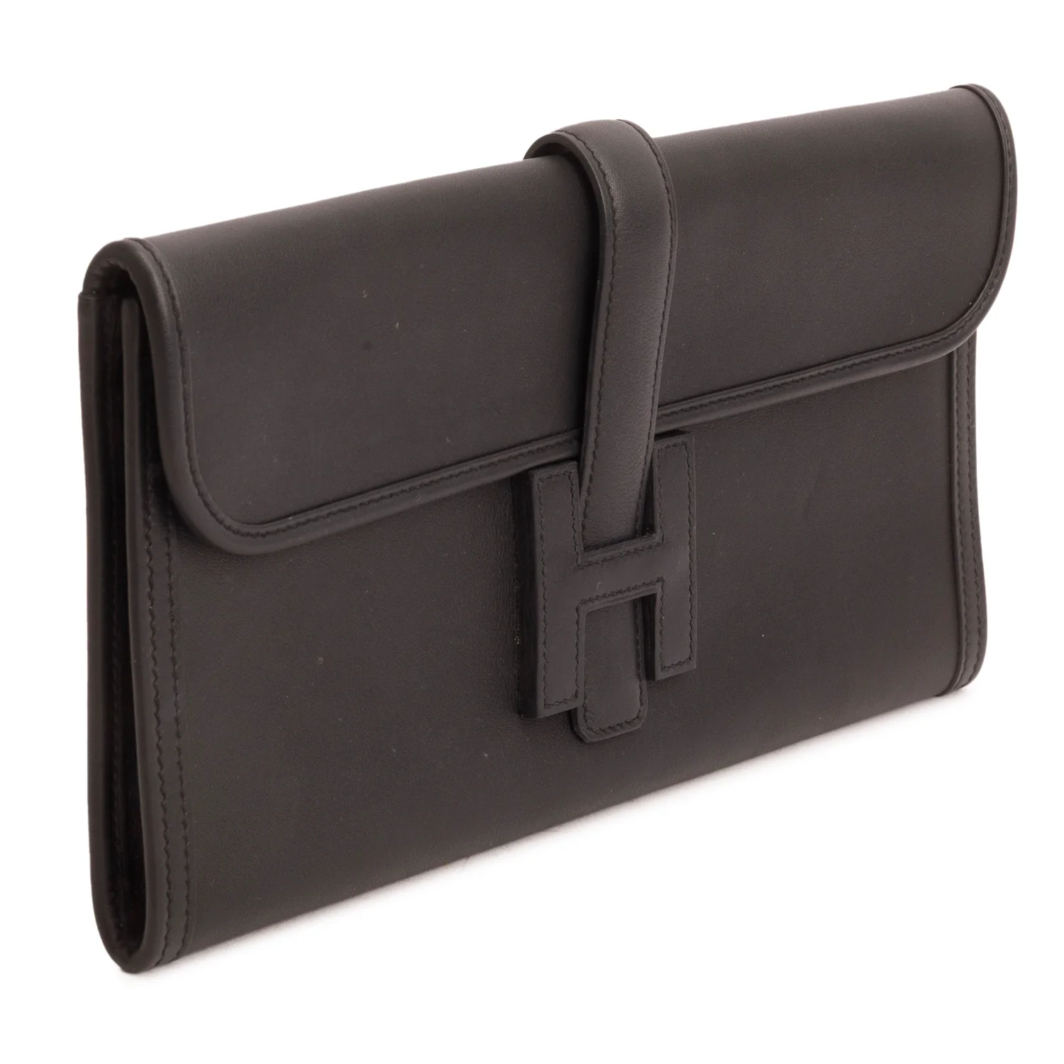 Hermes Black Noir Swift Leather Jige Elan 29 Clutch - Image 2