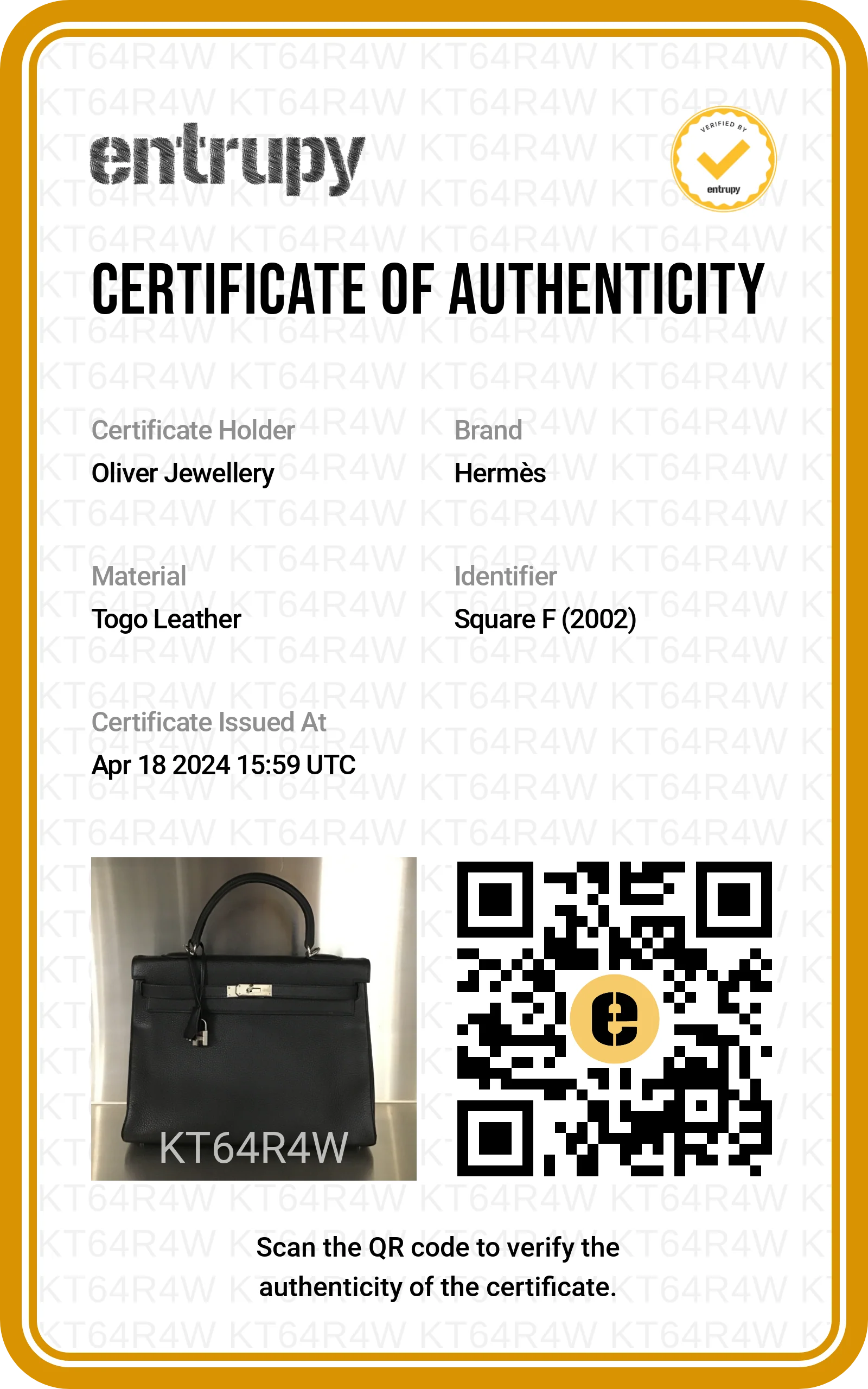 Hermes Black Noir Togo Kelly II Retourne 35 - Image 10