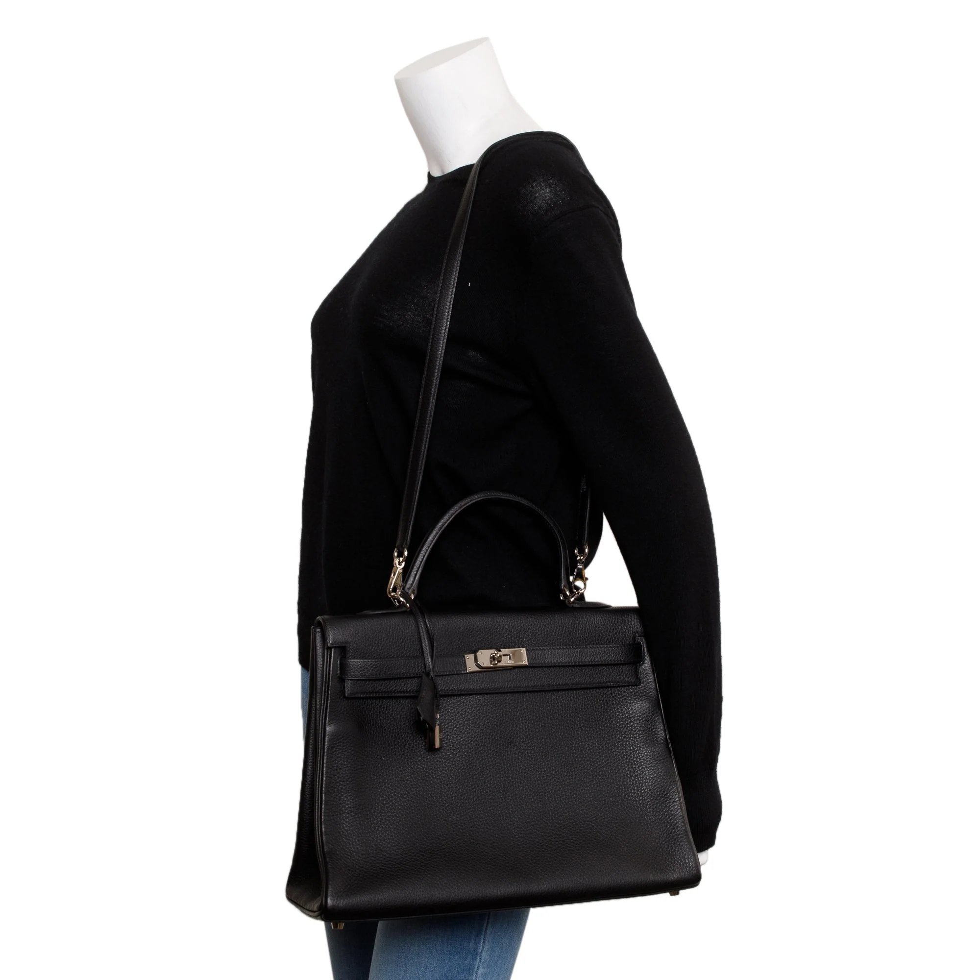 Hermes Black Noir Togo Kelly II Retourne 35 - Image 2