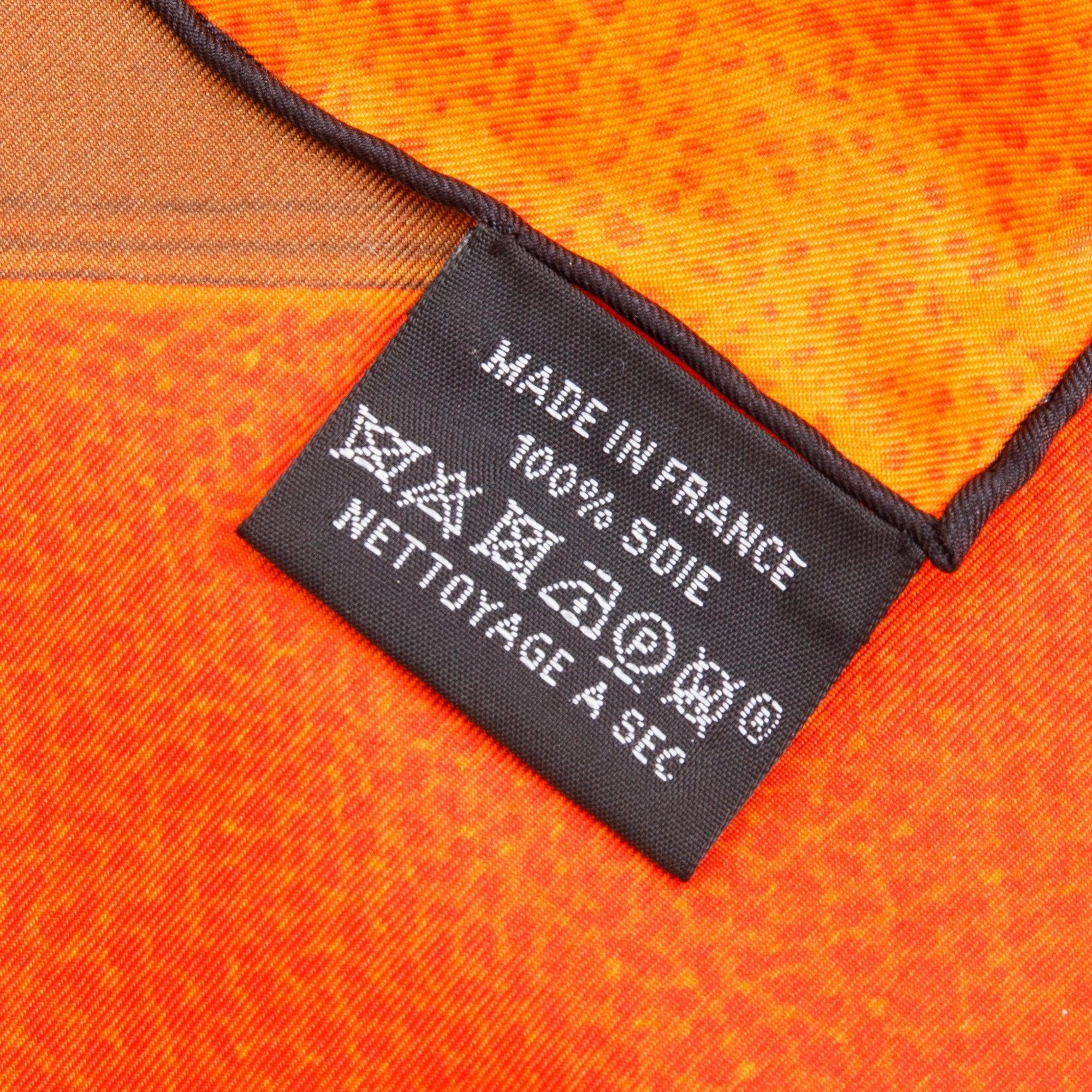 Hermes Black/Orange 'Projets Carres' Silk Scarf 140 w/ Box - Image 7