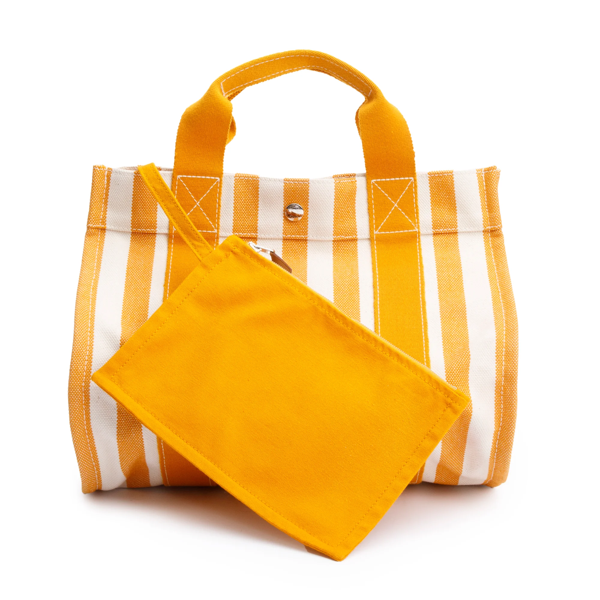 Hermes Blanc Saffron Toile H Striped Canvas Cannes PM w/ Pouch - Image 2
