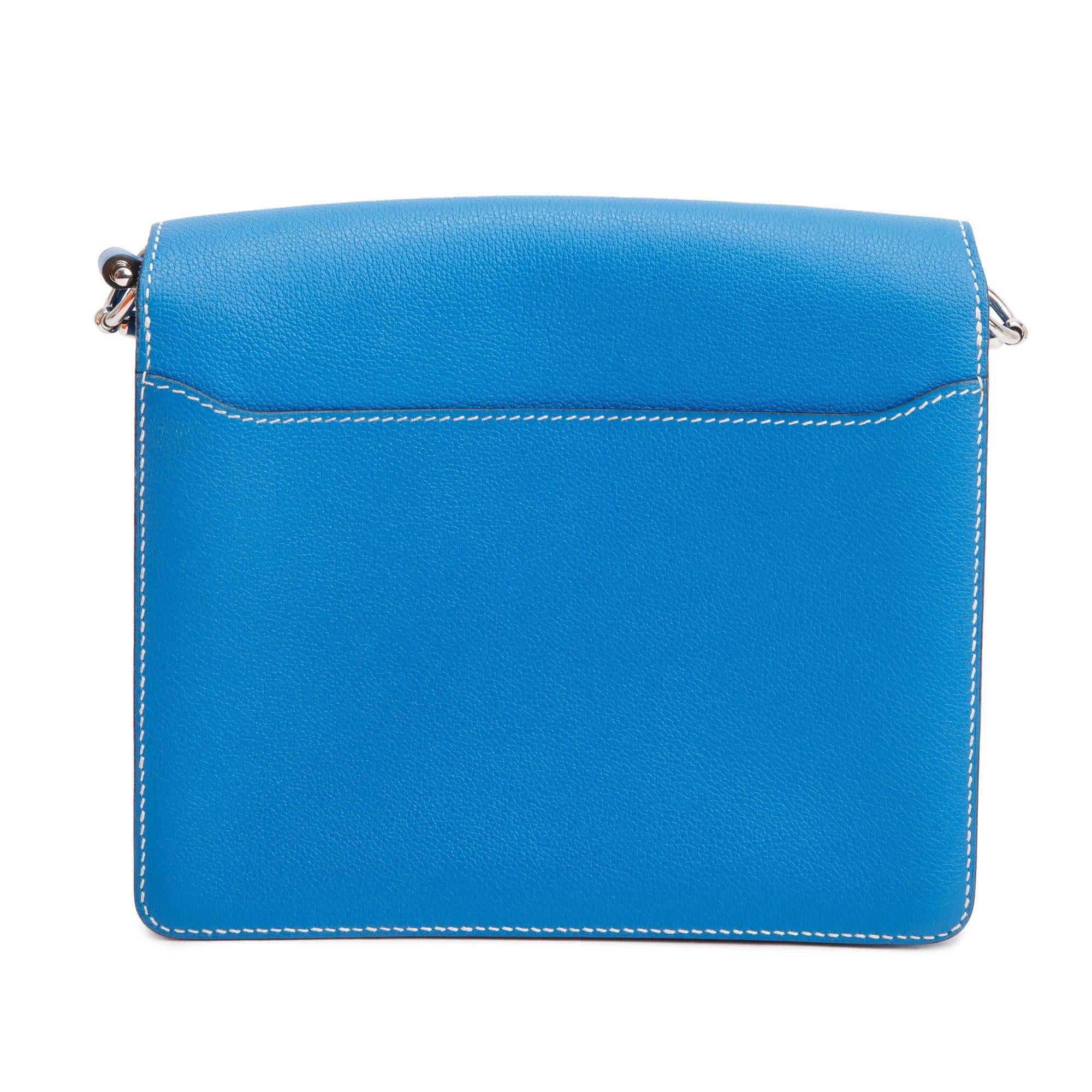 Hermes Bleu Hydra Veau Evercolor Sac Roulis 23 w/ Box & Receipt - Image 6