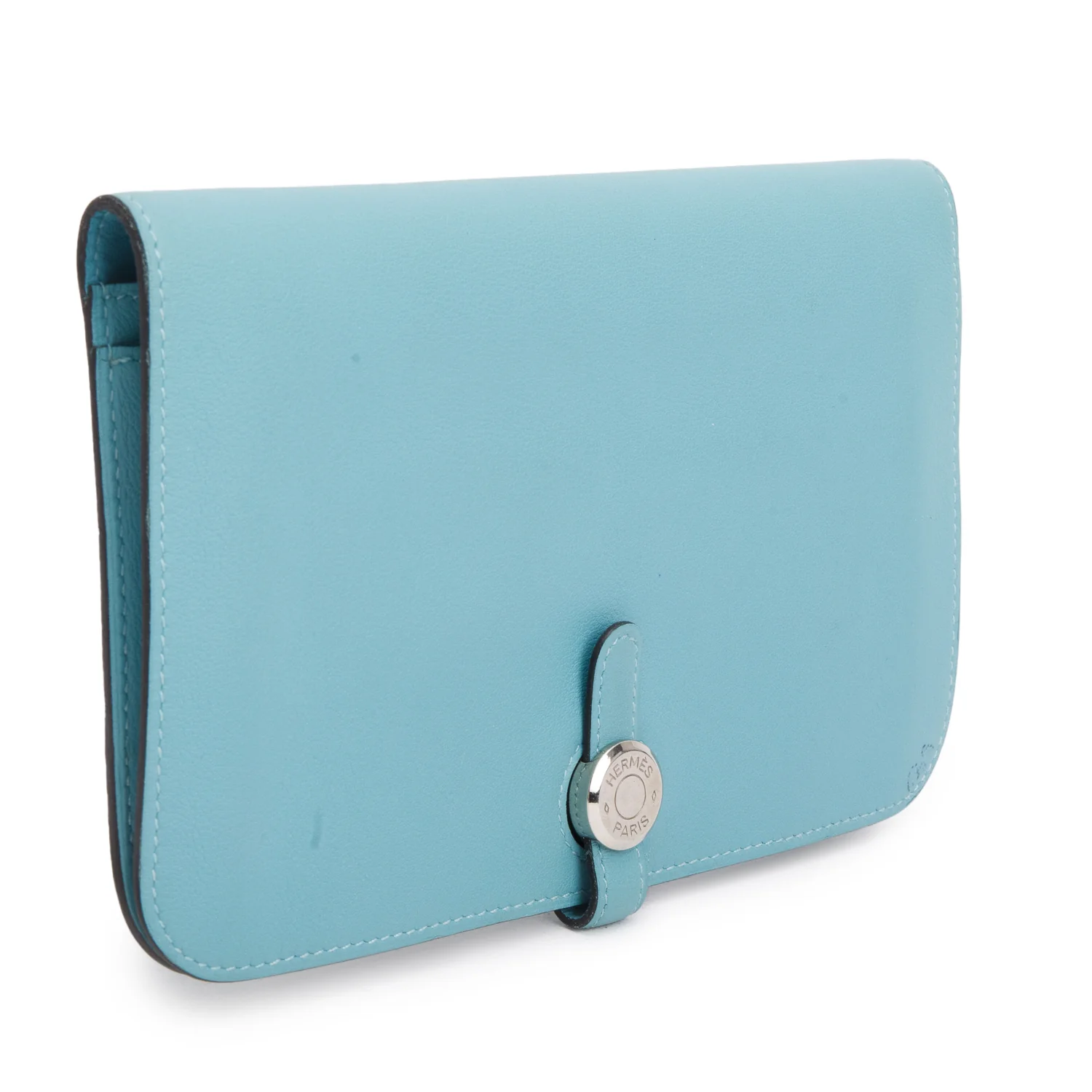 Hermes Bleu Saint Cyr Swift Calfskin Dogon Duo Wallet w/ Box, Pouch & Receipt - Image 3
