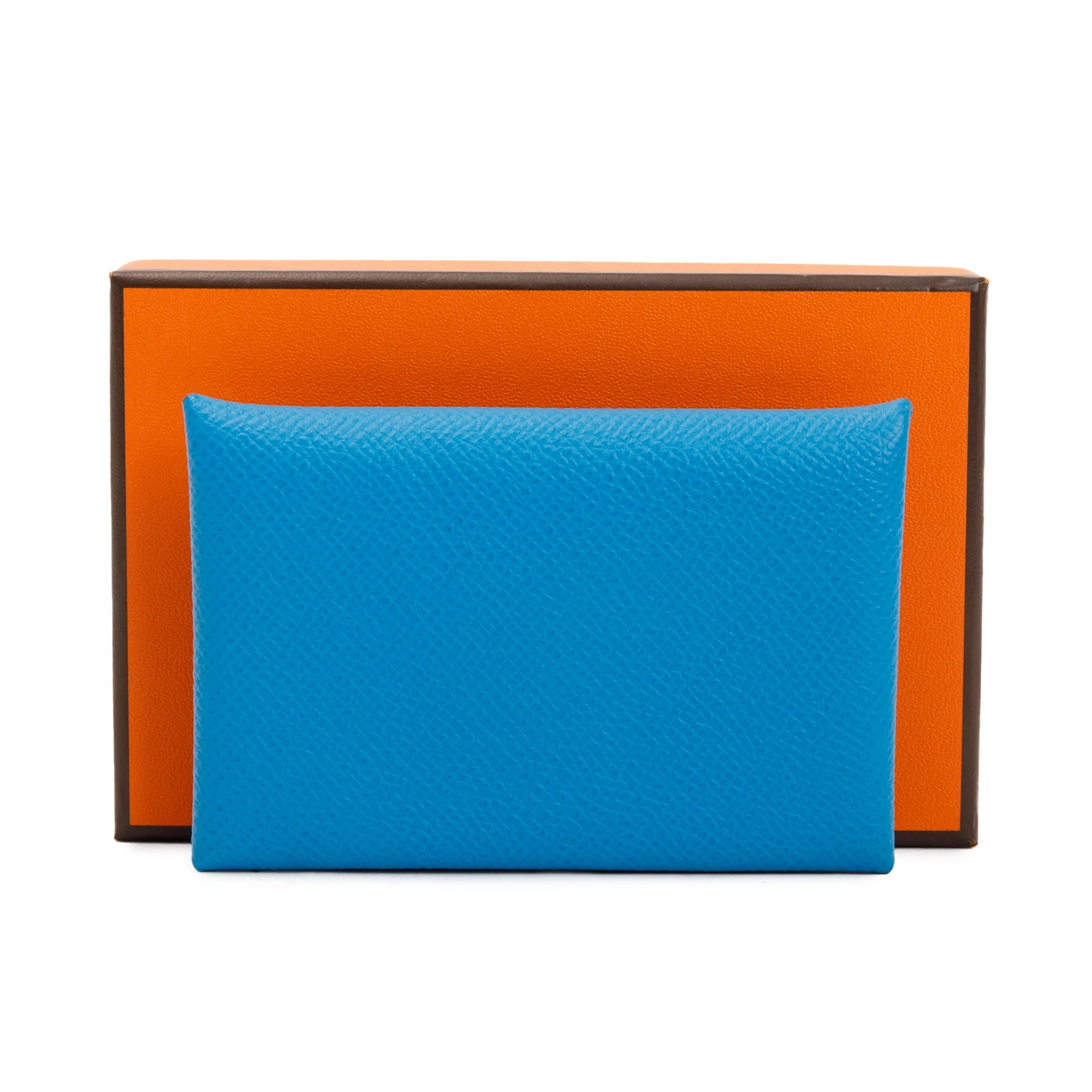Hermes Blue Epsom Leather Calvi Card Holder w/ Box - Image 2
