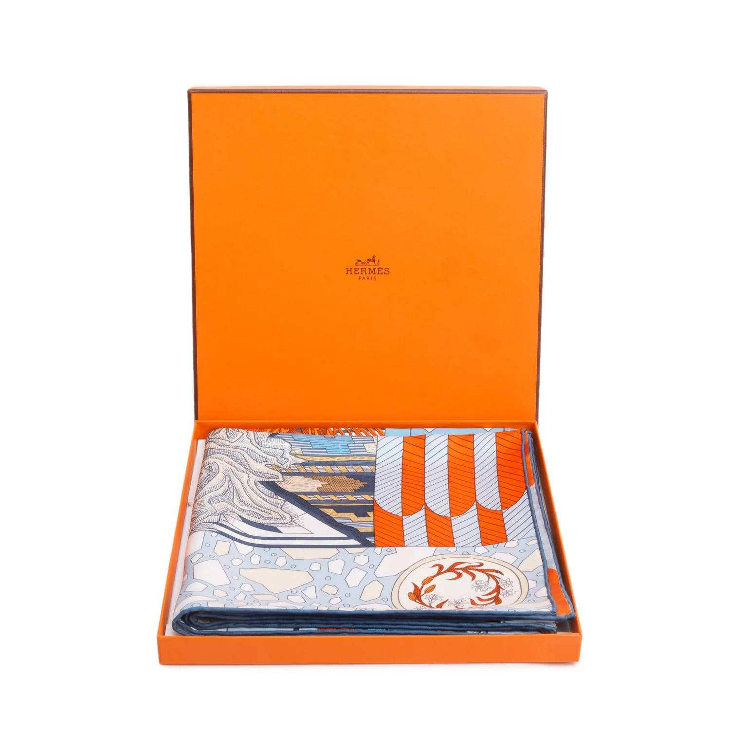 Hermes Blue/Multicolor 'La Danse Des Amazones' Silk Scarf 90 w/ Box - Image 3
