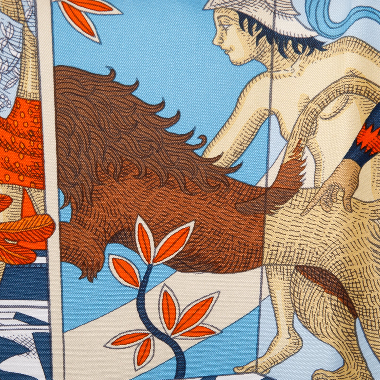 Hermes Blue/Multicolor 'La Danse Des Amazones' Silk Scarf 90 w/ Box - Image 4