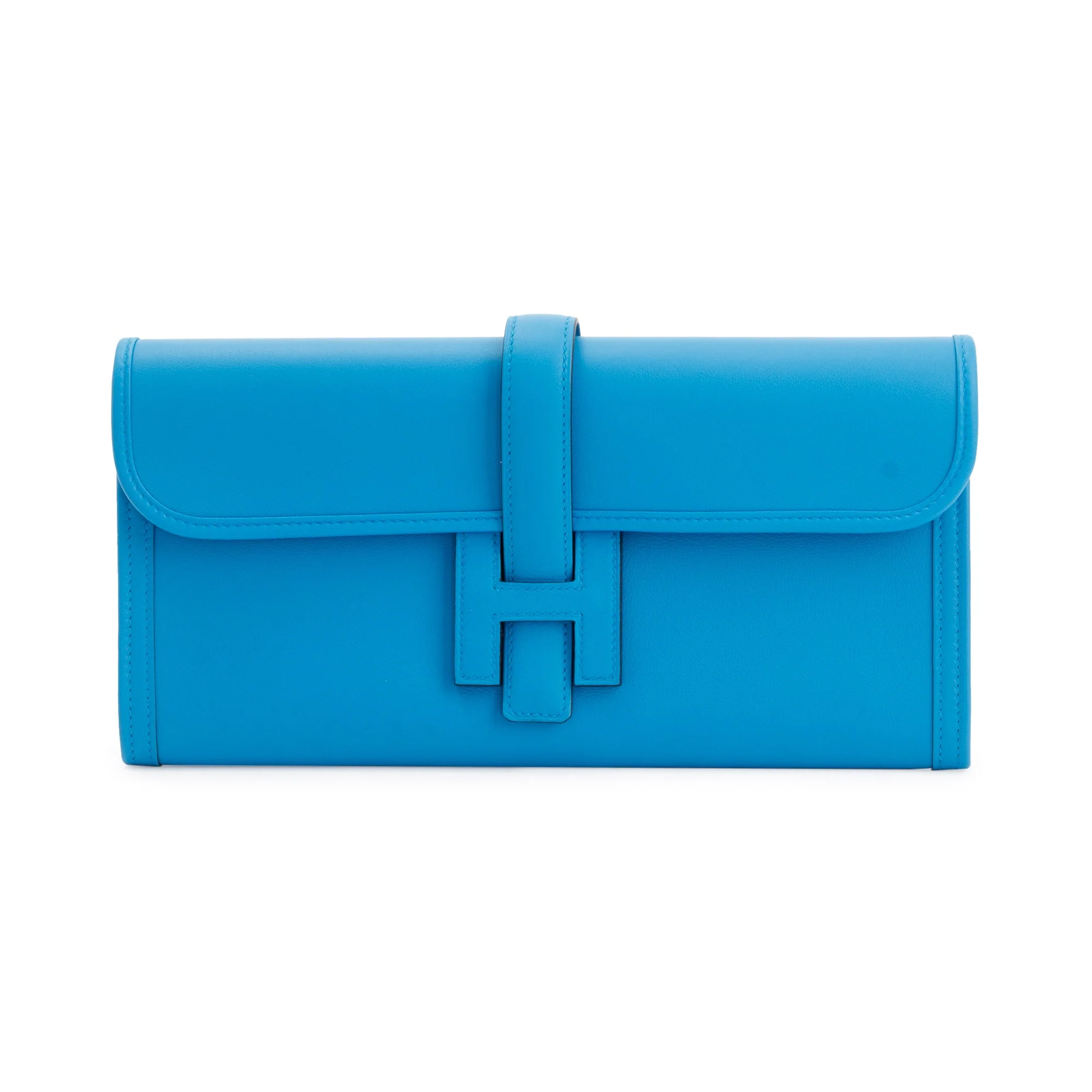 Hermes Blue Swift Leather Jige Elan 29 Clutch