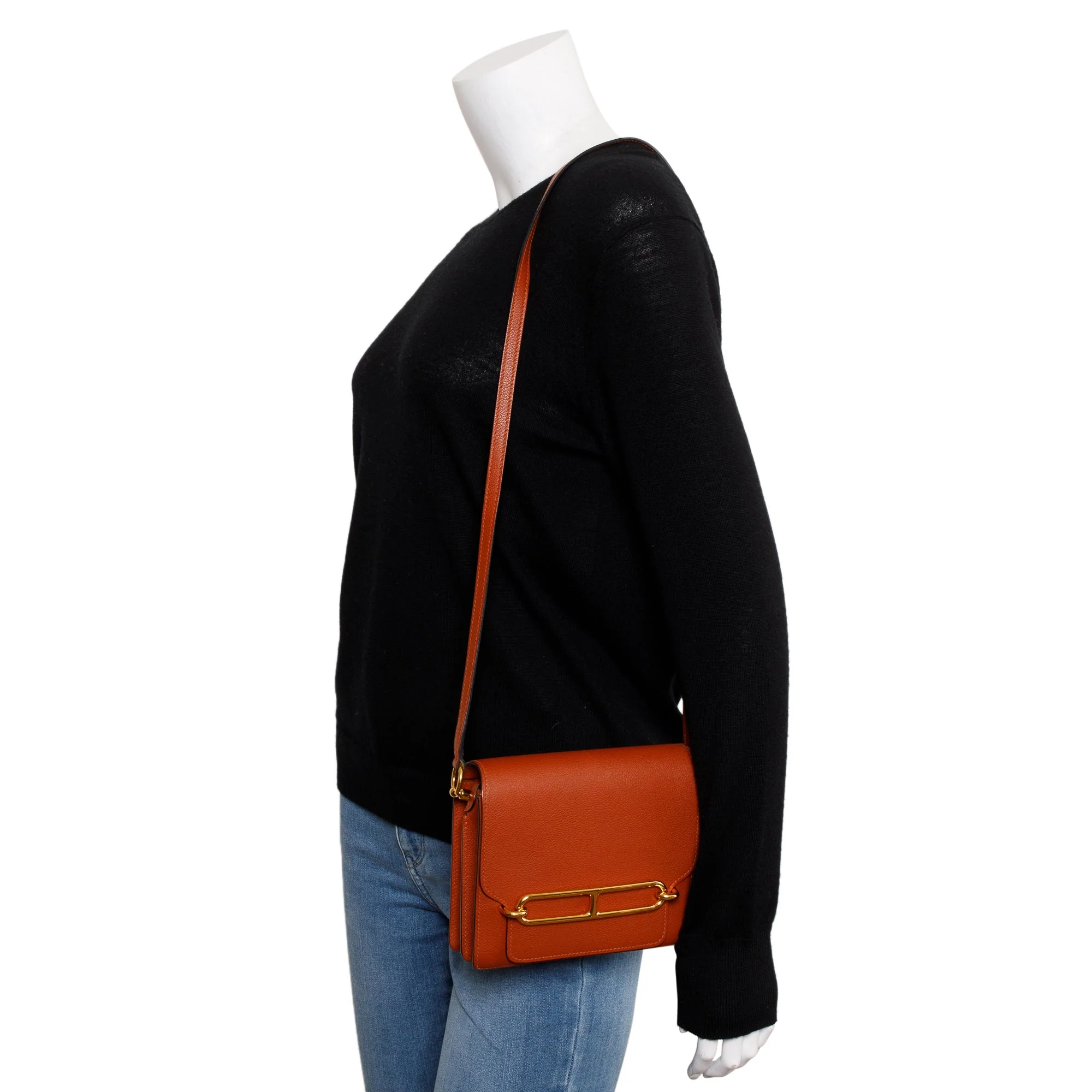 Hermes Brique Caramel Evercolor Leather Mini Sac Roulis 18 - Image 2
