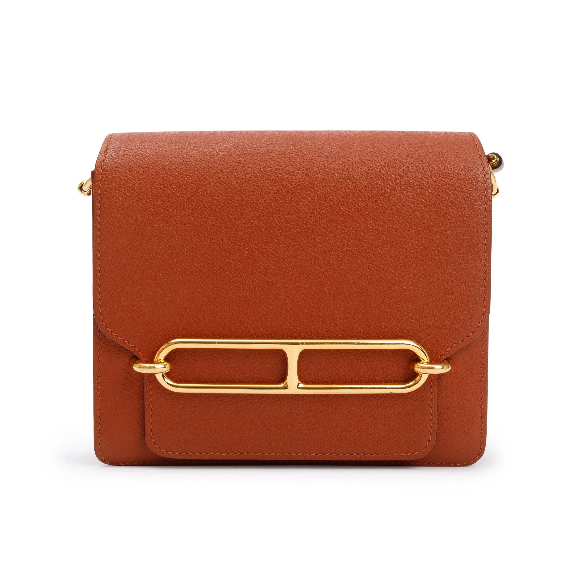 Hermes Brique Caramel Evercolor Leather Mini Sac Roulis 18 - Image 3